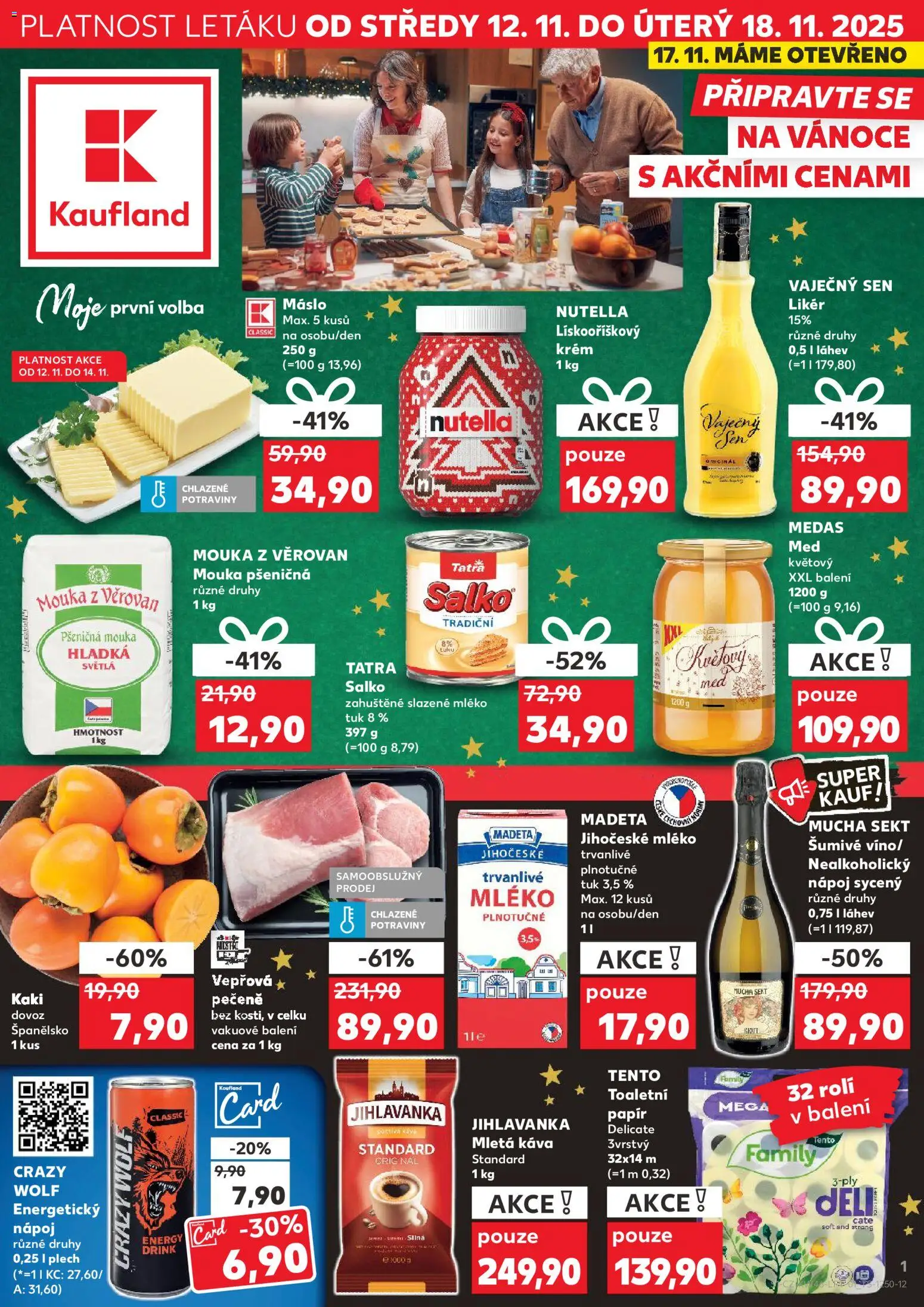 Kaufland leták - Kolín od 12.11.2025 | Strana: 1 | Produkty: Mléko, Mucha sekt, Mletá káva, Láhev
