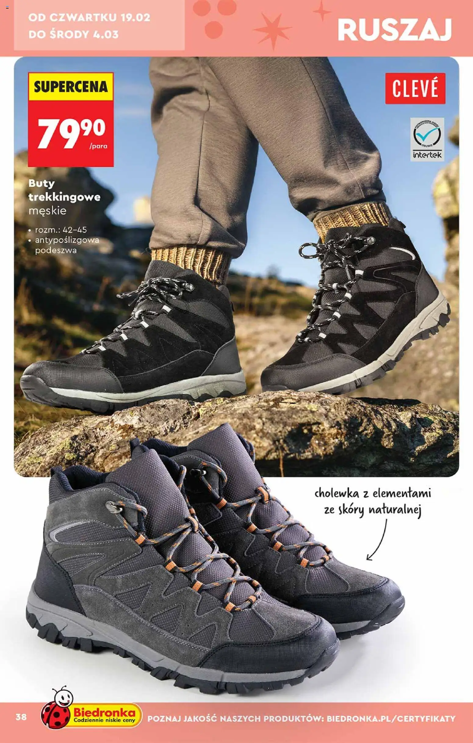Biedronka gazetka - Hity i inspiracje od 14.02.2026 | Strona: 38 | Produkty: Buty, Buty trekkingowe