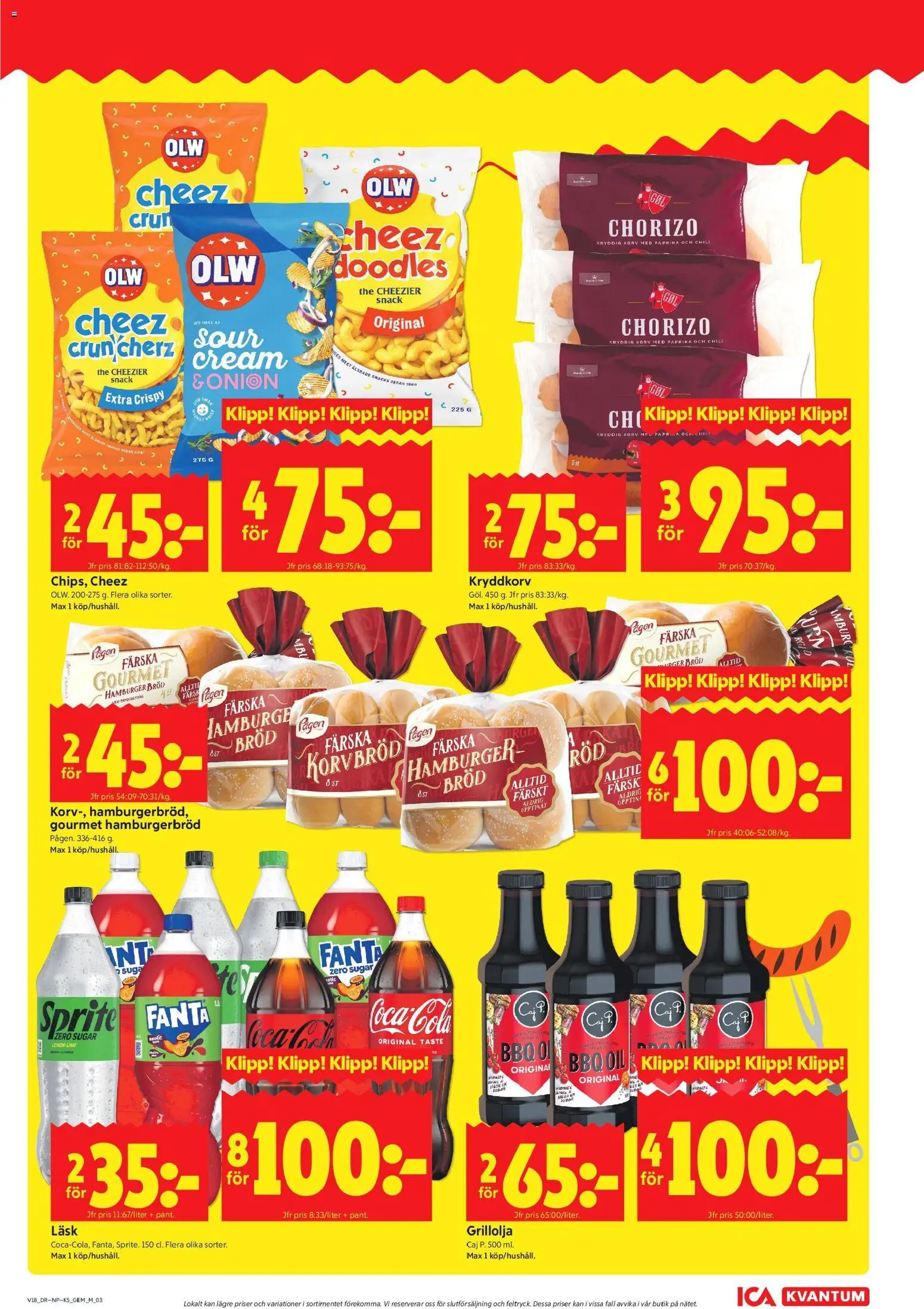 ICA Kvantum reklamblad aktuell från 27.04.2026 | Sida: 3 | Produkter: Korvbröd, Hamburgerbröd, Fanta, Sprite