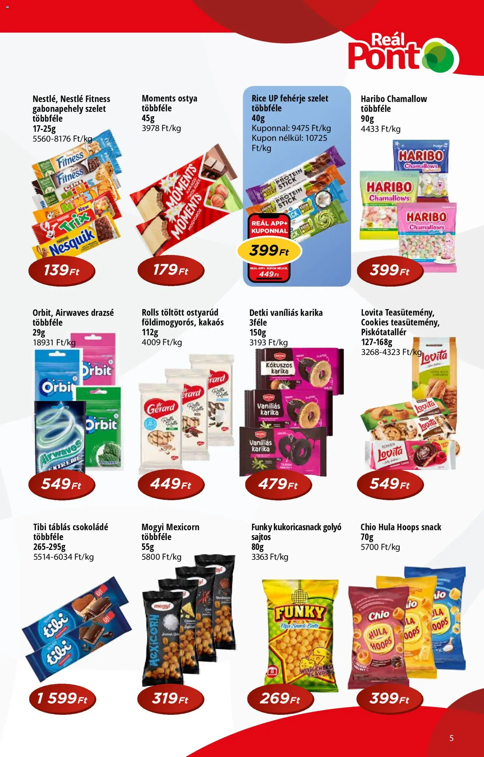 Reál akciós ujság - amely érvényes a következő dátumtól: 18.02.2026 | Oldal: 5 | Termékek: Gabonapehely, Drazsé, Fehérje, Csokoládé