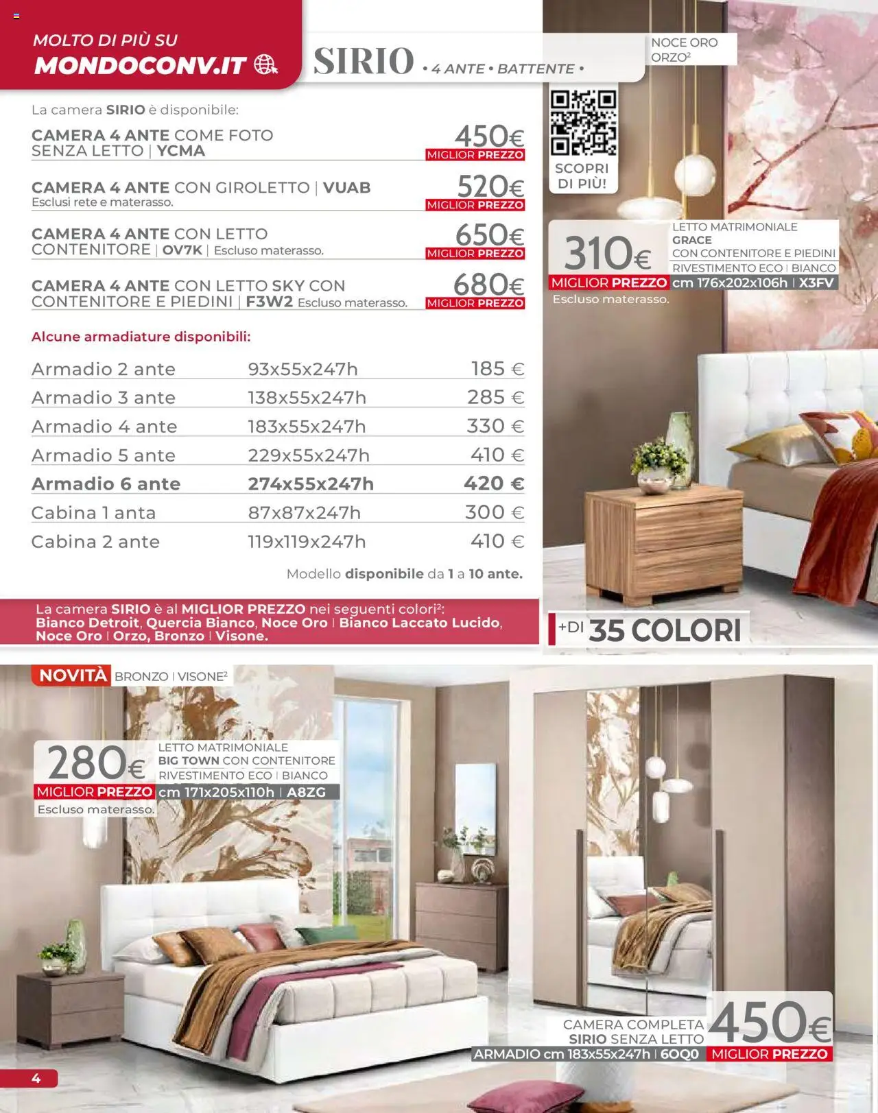 Volantino Mondo Convenienza del 09.09.2025 | Pagina: 6 | Prodotti: Letto matrimoniale, Contenitore, Letto, Armadio
