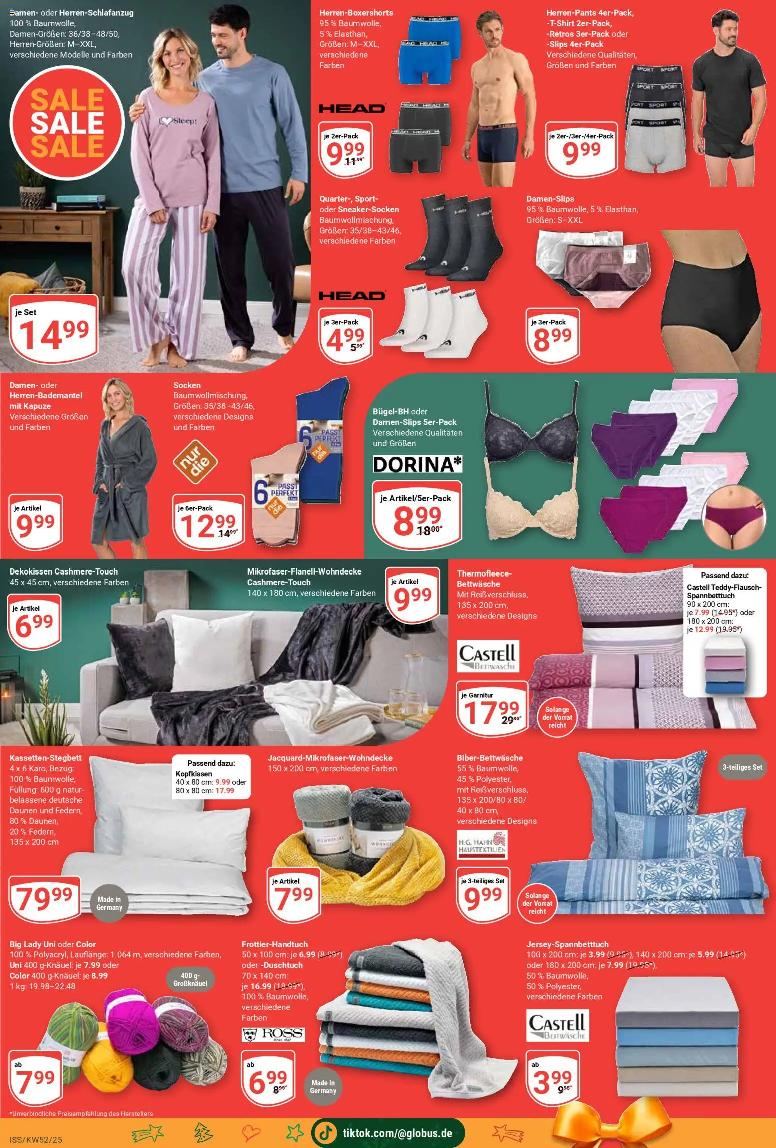 Globus Prospekt 	 – gültig ab 22.12.2025 | Seite: 21 | Produkte: Bettwäsche, Kopfkissen, Socken