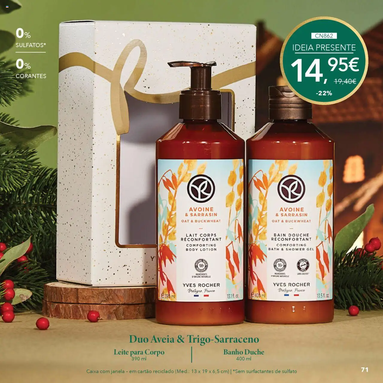 Yves Rocher Natal │ válido de 17.10.2025 | Página: 71 | Produtos: Aveia, Janela, Caixa, Leite