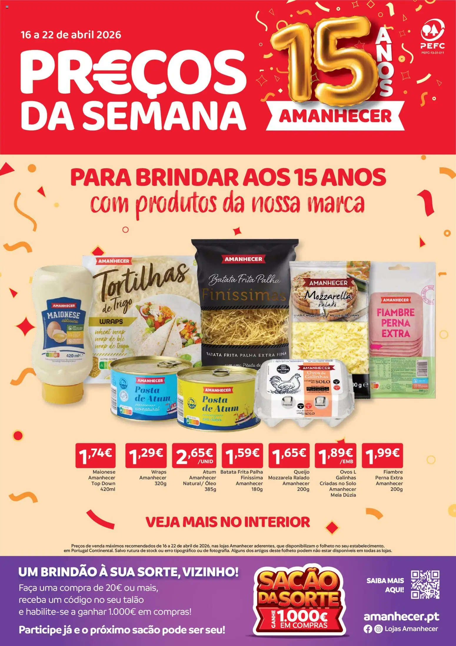 Amanhecer folheto │ válido de 16.04.2026 | Página: 1 | Produtos: Batata, Atum, Top, Queijo