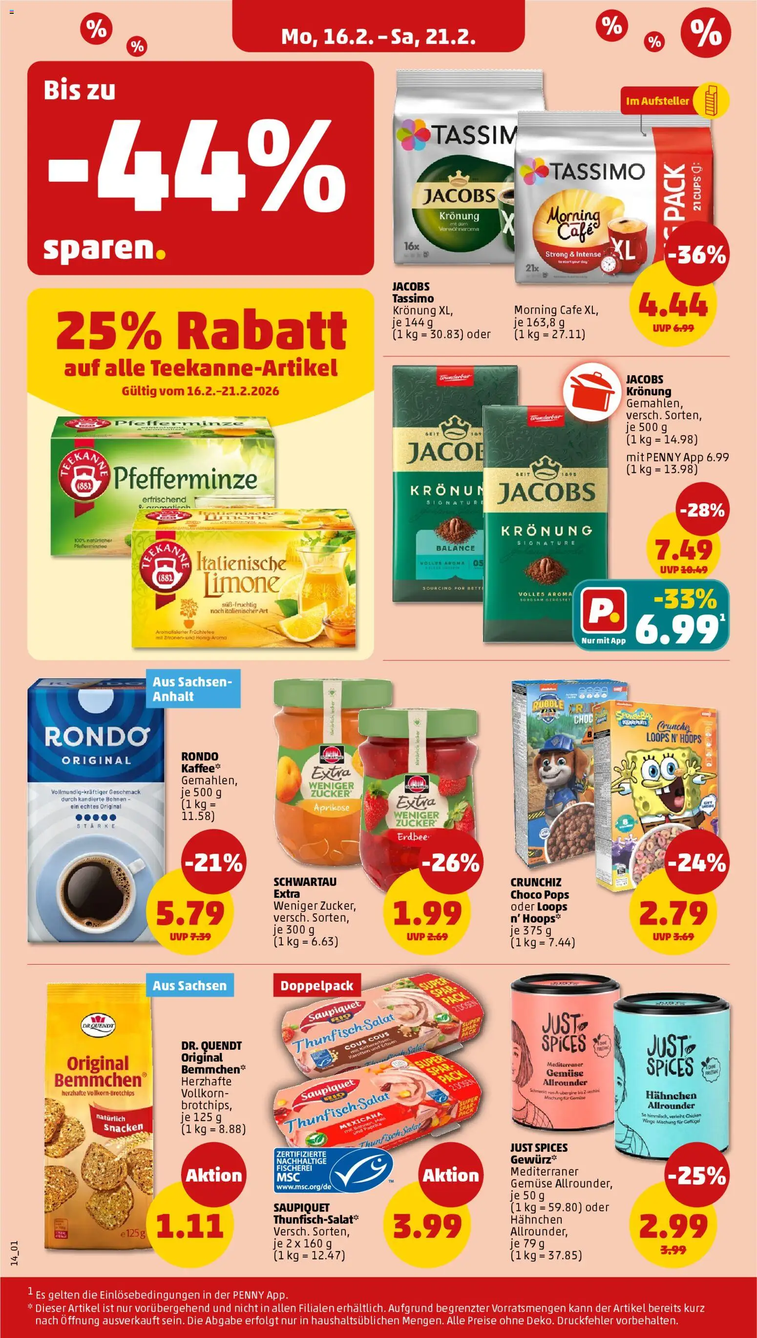 Penny Prospekt 	 – gültig ab 16.02.2026 | Seite: 16 | Produkte: Hahnchen, Paprika, Zucker, Salat