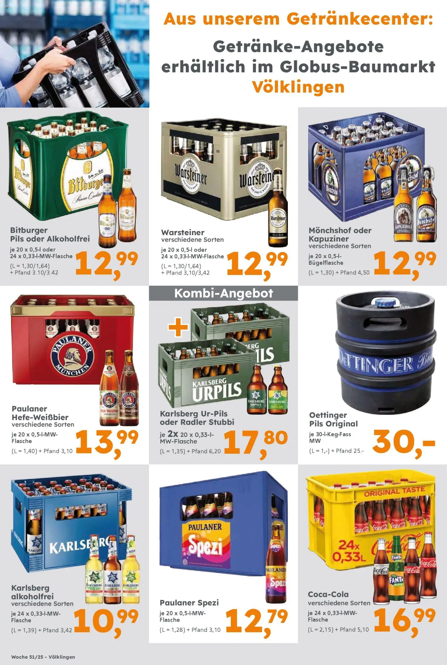 Globus Baumarkt prospekt Saarbrücken	 – gültig ab 15.12.2025 | Seite: 12 | Produkte: Bitburger, Monchshof, Pils, Warsteiner