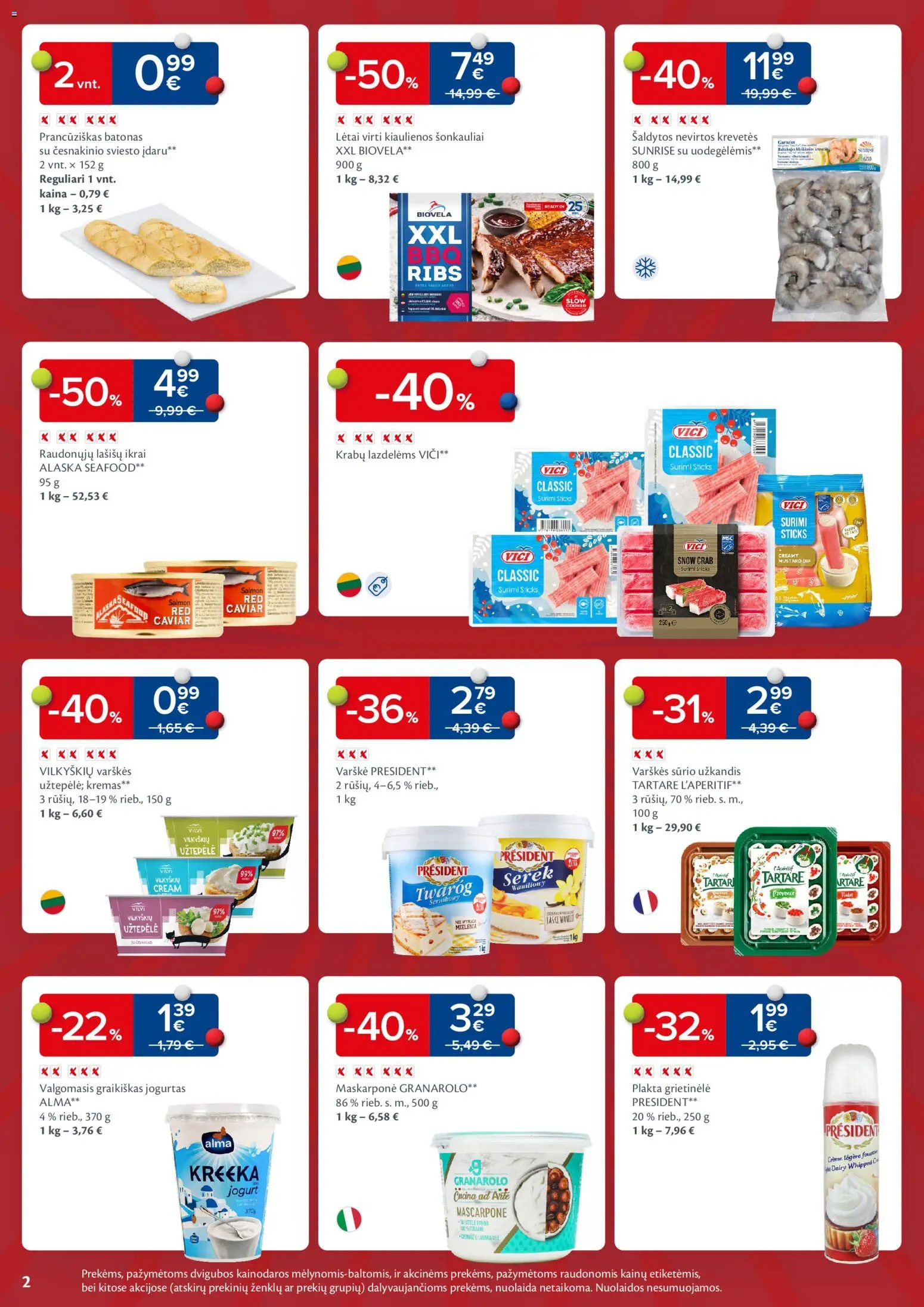 MAXIMA akcijos nuo 02.12.2025 | Puslapis: 2 | Prekių: Grietinėlė, Kiaulienos, Jogurtas, Varškė
