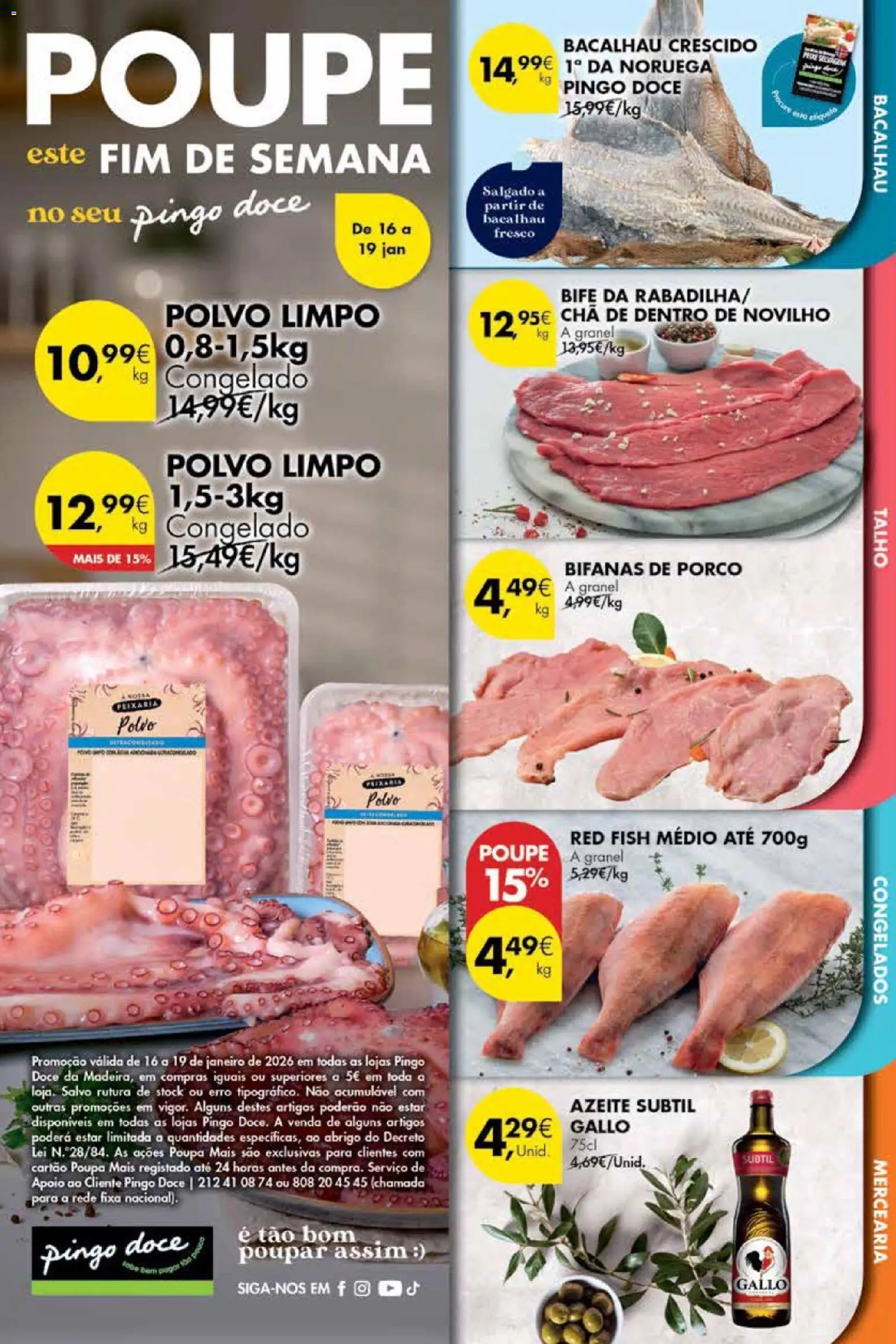 Pingo Doce Poupe este Fim de Semana Madeira │ válido de 16.01.2026 | Página: 1 | Produtos: Azeite, Bacalhau, Polvo, Chá