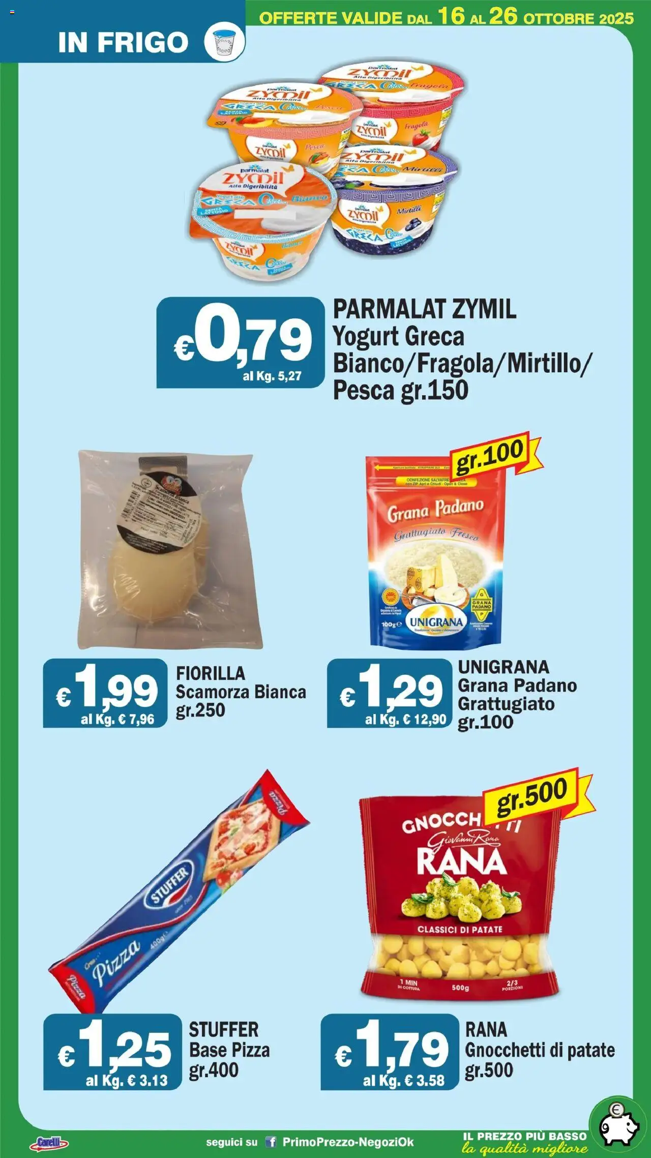 Volantino Primo Prezzo del 16.10.2025 | Pagina: 44 | Prodotti: Yogurt, Pizza, Pesca, Gnocchetti