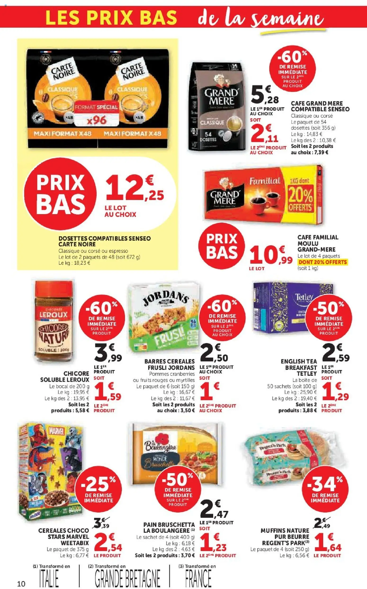 {H1} | Page: 10 | Produits: Myrtilles, Beurre, Pommes, Céréales