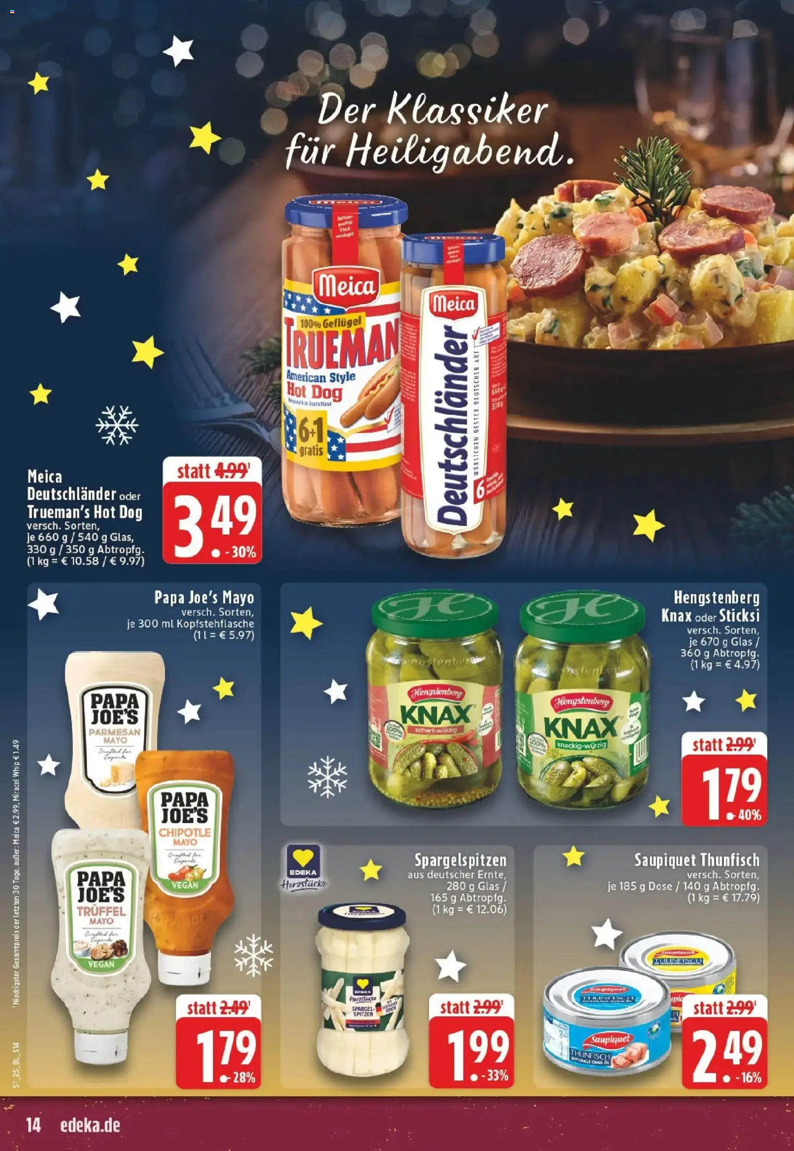 Edeka prospekt Castrop-Rauxel	 – gültig ab 15.12.2025 | Seite: 14 | Produkte: Thunfisch, Spargel, Miracel whip, Mayonnaise