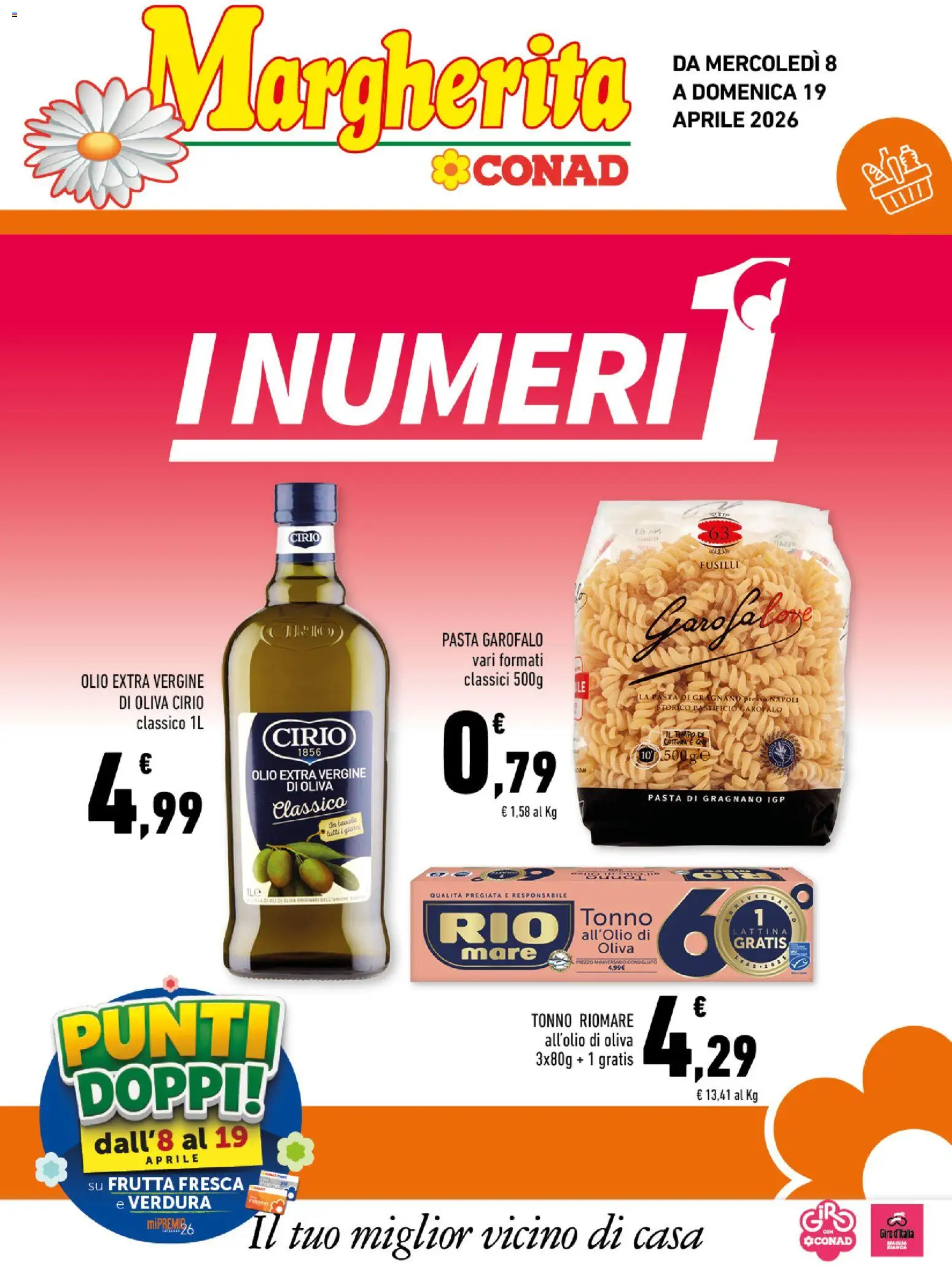 Volantino Conad del 08.04.2026 | Pagina: 1 | Prodotti: Olive, Pasta, Tonno, Olio extra vergine