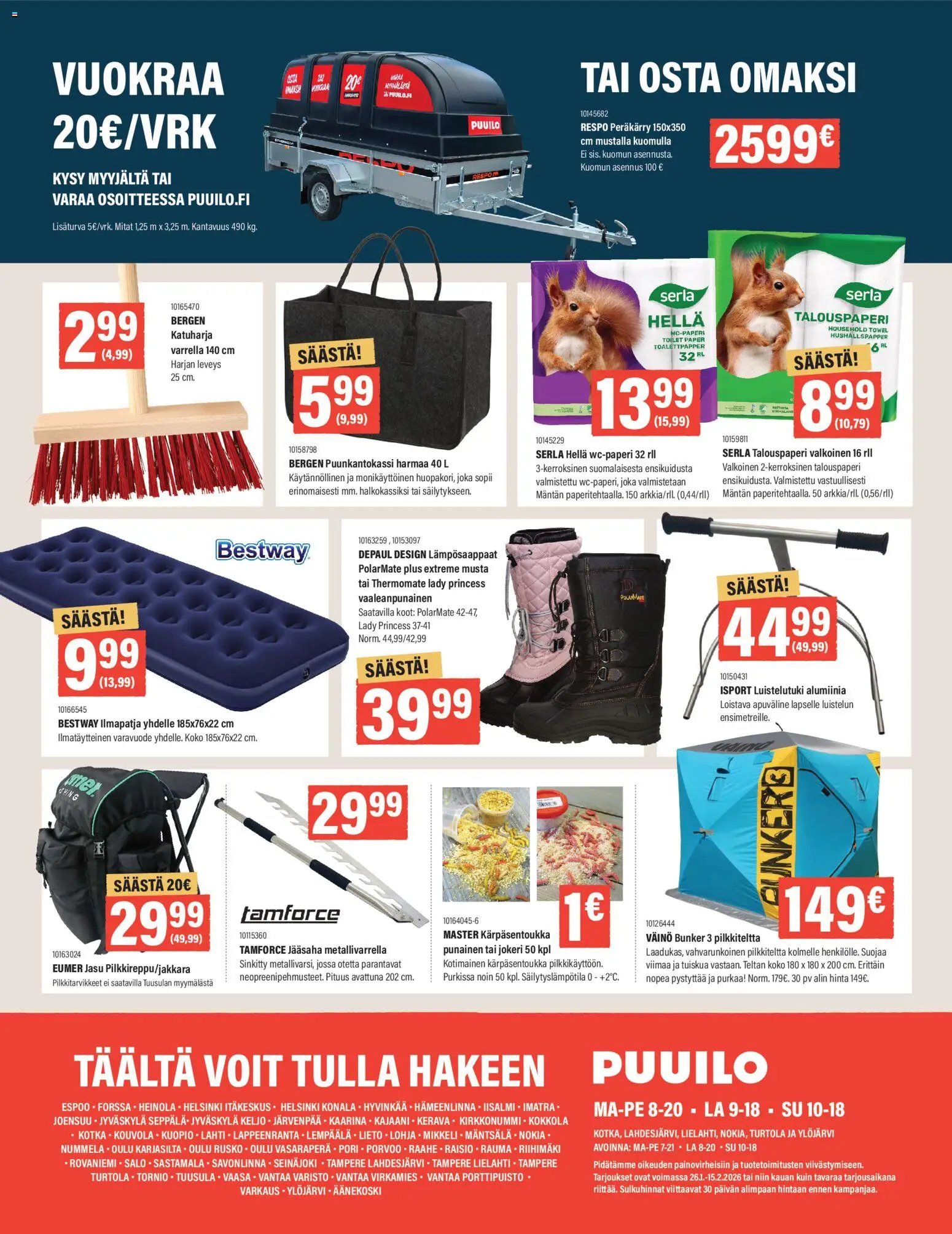 Puuilo tarjoukset – voimassa 26.01.2026 alkaen | Sivu: 16 | Tuotteet: Ilmapatja, Hella