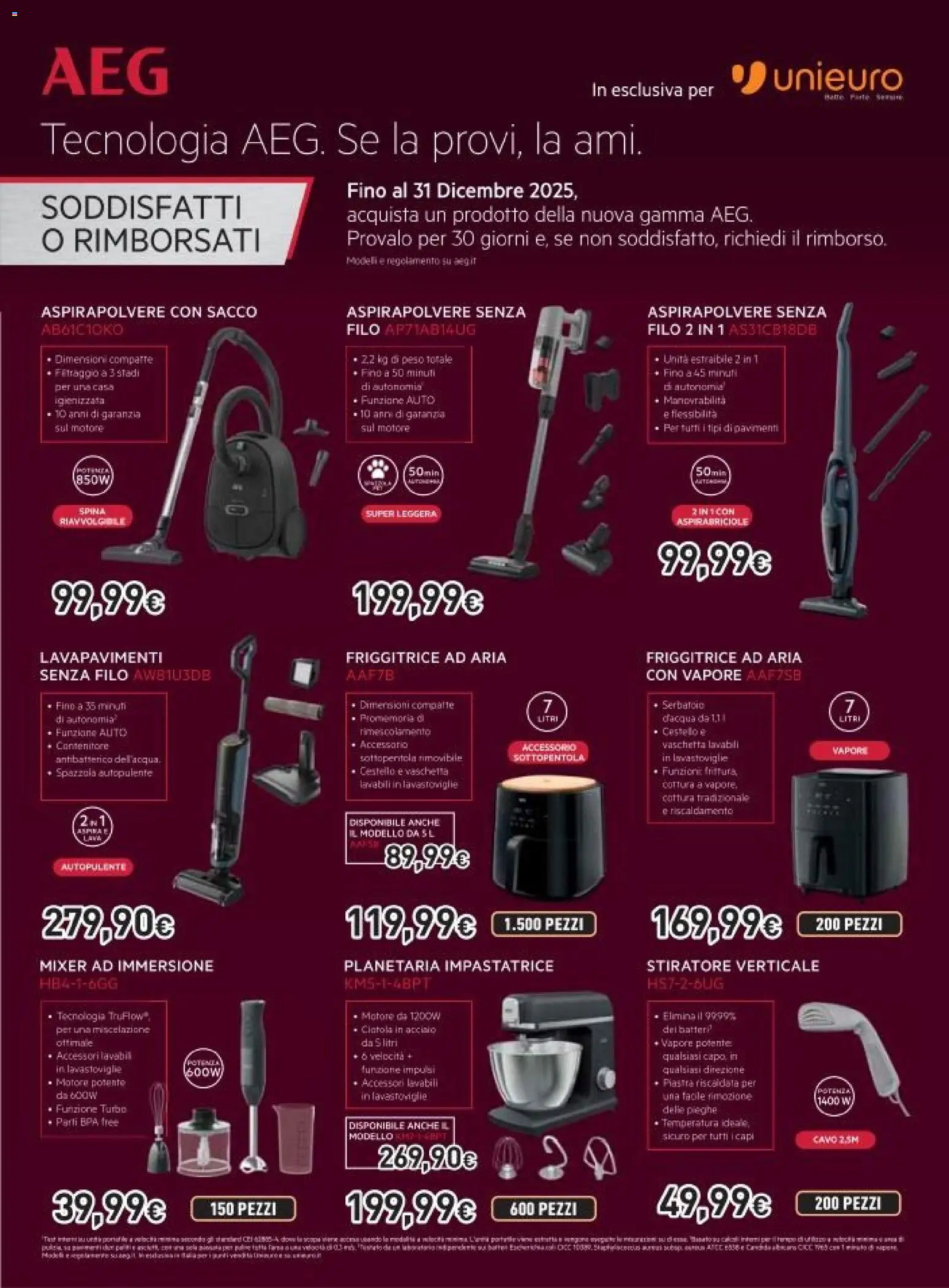 Volantino Unieuro del 26.11.2025 | Pagina: 37 | Prodotti: Friggitrice ad aria, Lavastoviglie, Cavo, Contenitore