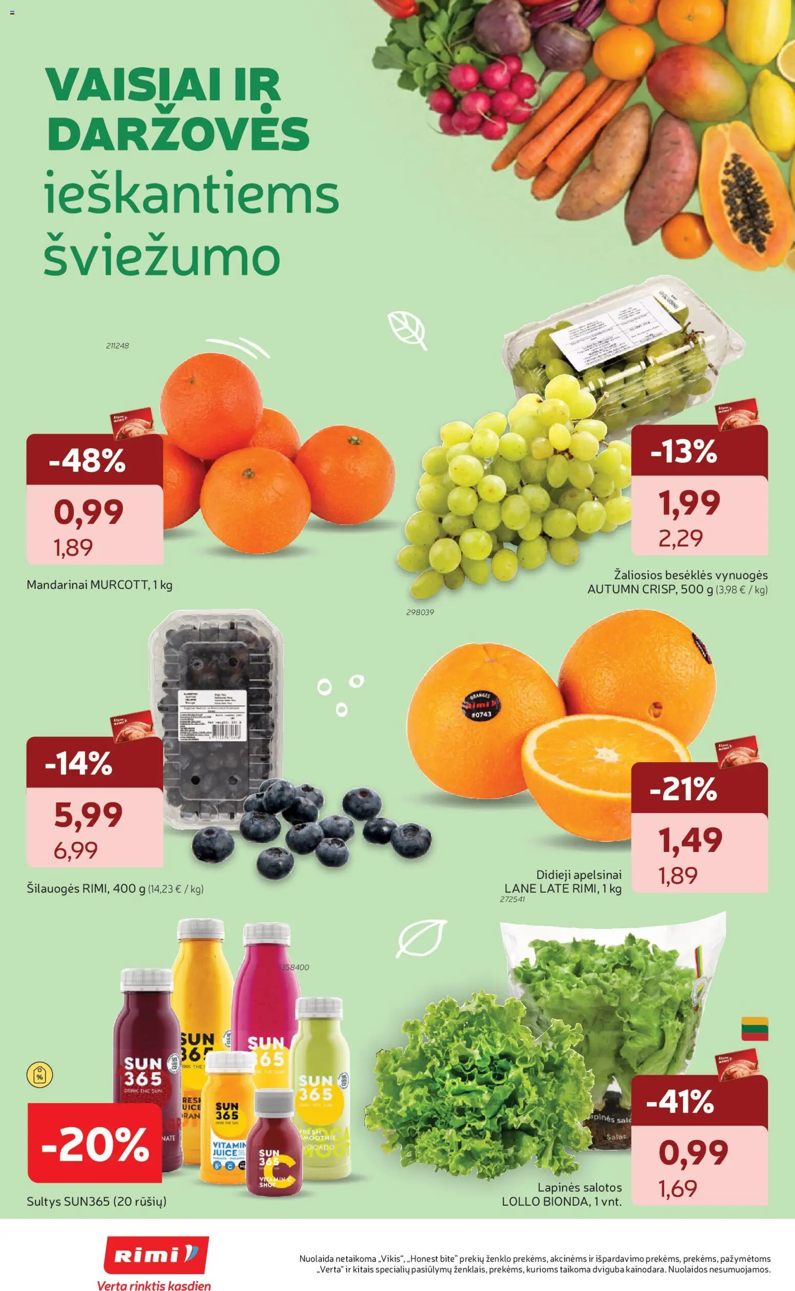 Rimi akcijos nuo 14.04.2026 | Puslapis: 10 | Prekių: Vynuogės, Sultys, Apelsinai, Mandarinai