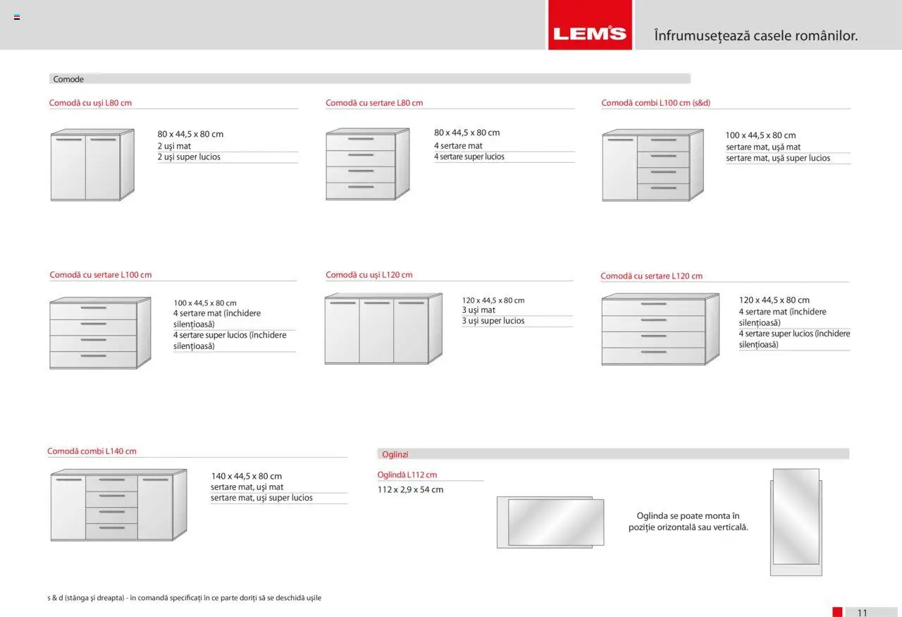 Noul catalog Lem’s – valabil de la 17.11.2023 | Pagină: 11 | Produse: Comodă, Oglindă, Ușă