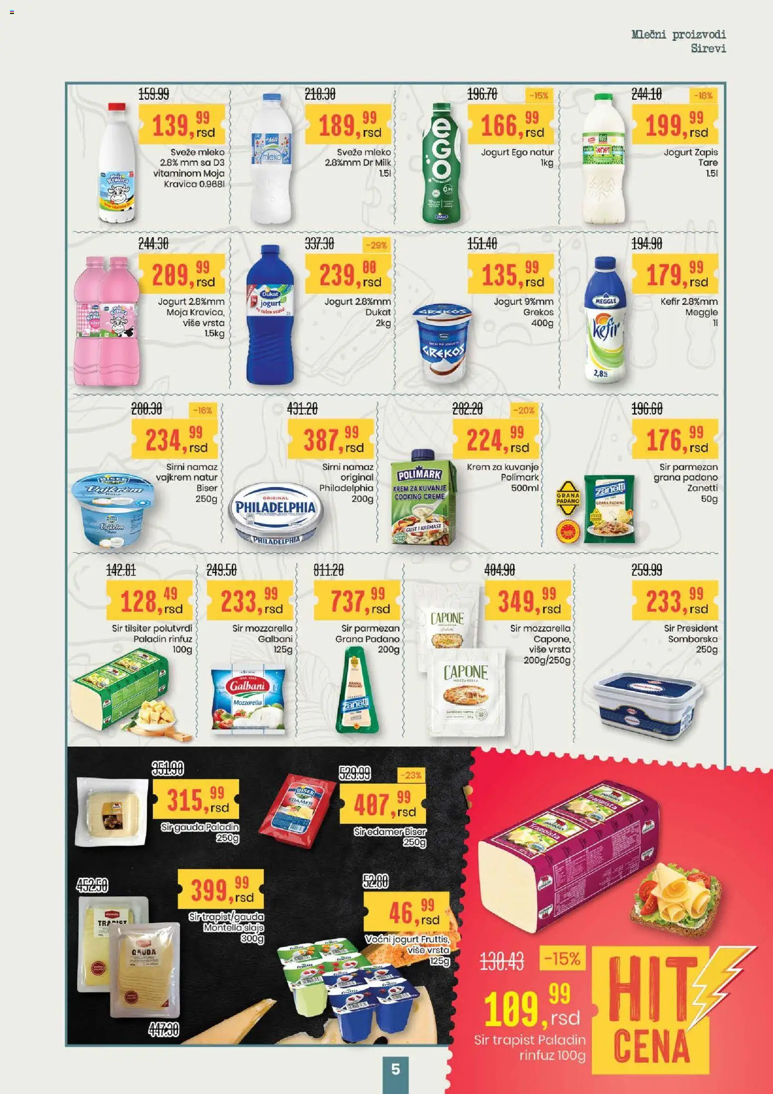 Aroma Market katalog - važi od 05.03.2026 | Strana: 5 | Proizvode: Vajkrem, Mleko, Sir, Parmezan