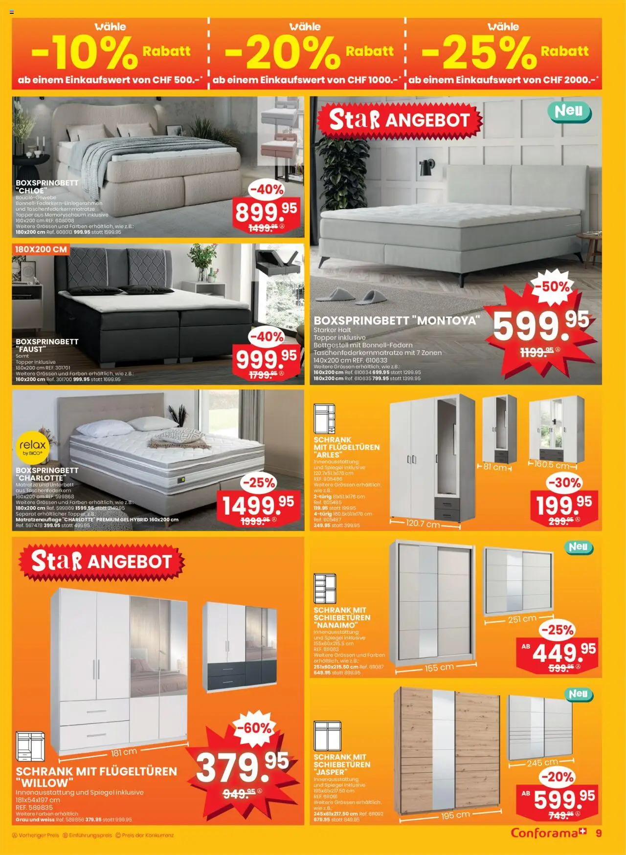 Conforama Aktionen ab 28.05.2025 | Seite: 9 | Produkte: Matratze, Topper, Spiegel, Boxspringbett