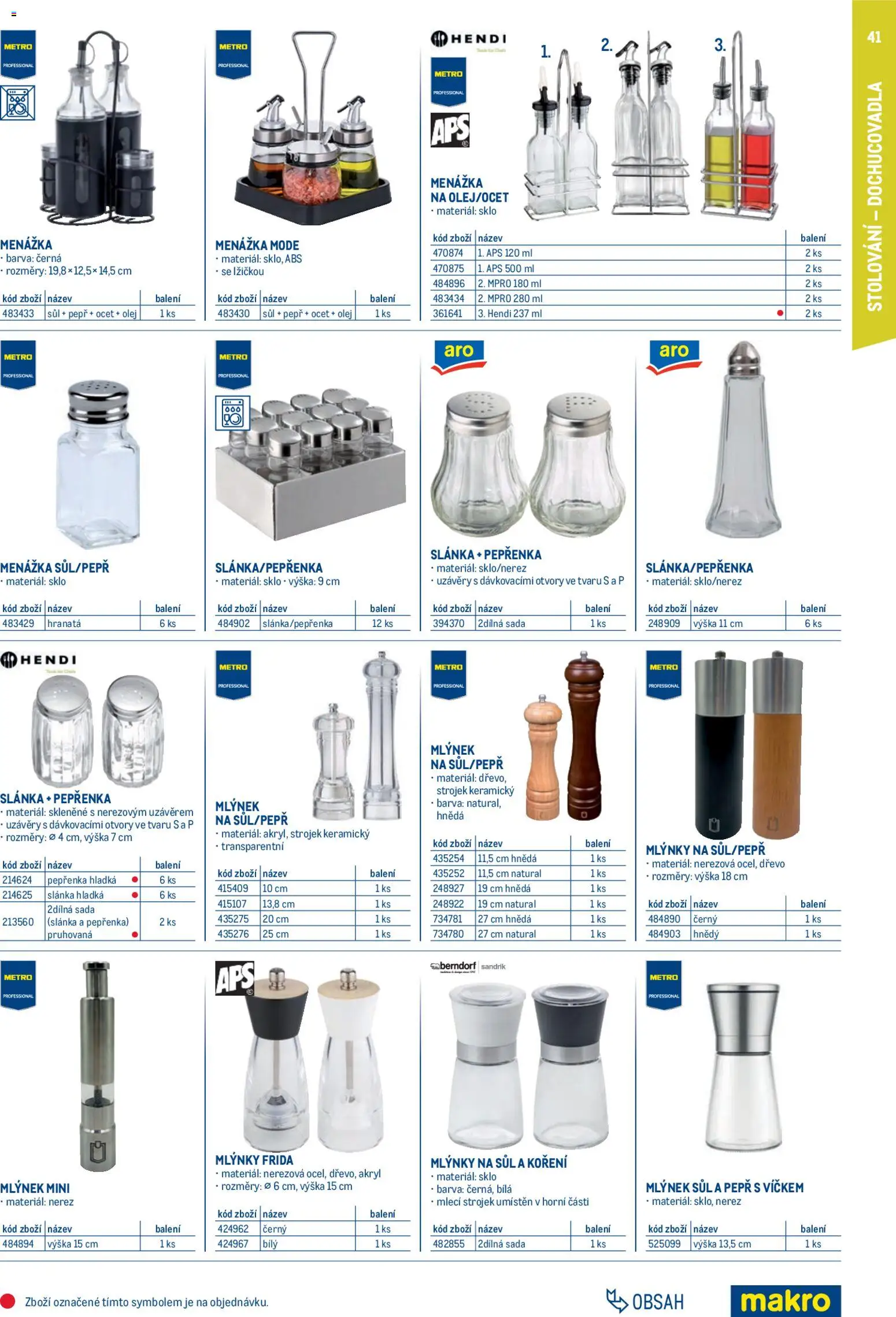 Makro leták - Gastro vybavení a zařízení od 01.02.2026 | Strana: 41 | Produkty: Olej, Ocet, Pepřenka, Slánka