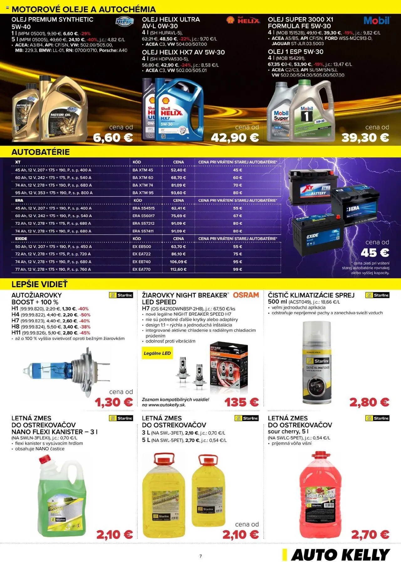 Auto Kelly leták │ platný od 29.07.2025 | Strana: 7 | Produkty: Žiarovky, Mobil, Olej