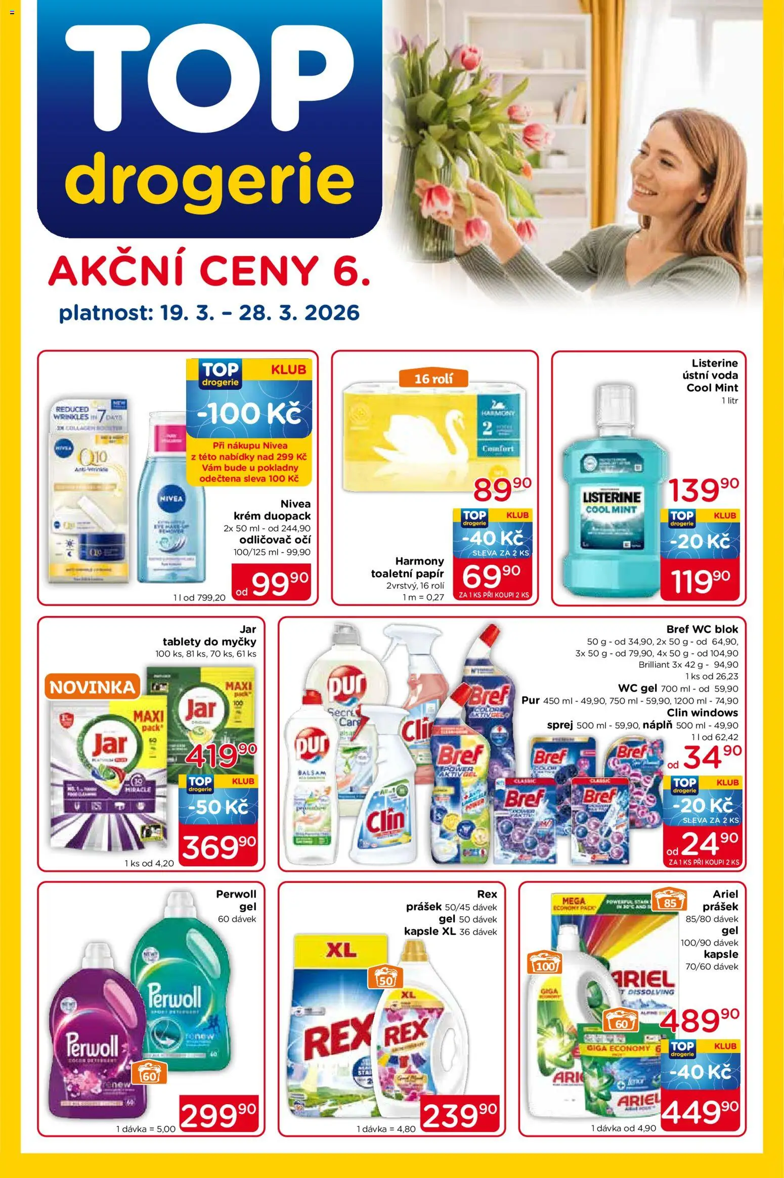 Top drogerie leták od 19.03.2026 | Strana: 1 | Produkty: Voda, Nivea, Drogerie, Odličovač očí