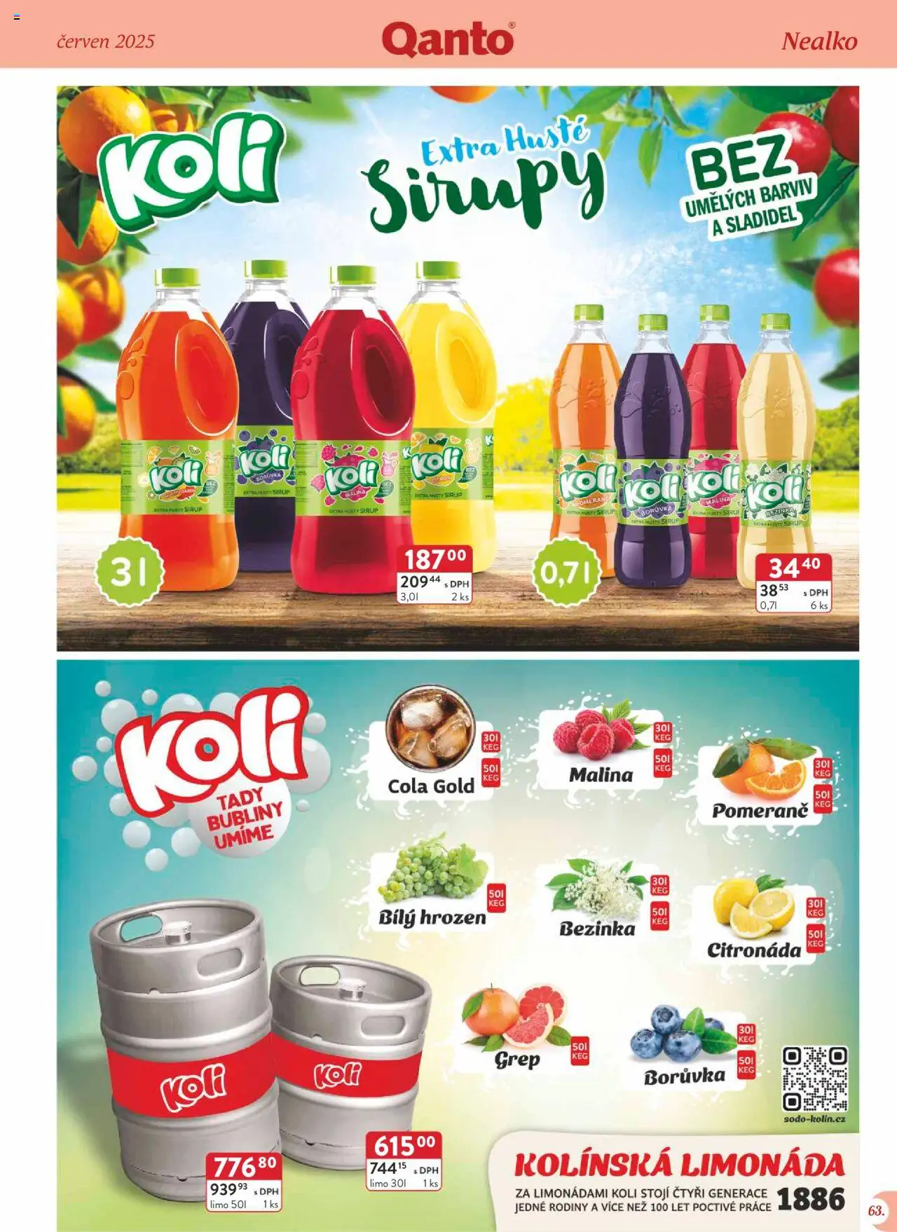 Astur & Qanto leták - Velkoobchod 06/2025 od 01.06.2025 | Strana: 63 | Produkty: Limonáda, Grep, Sirup, Cola