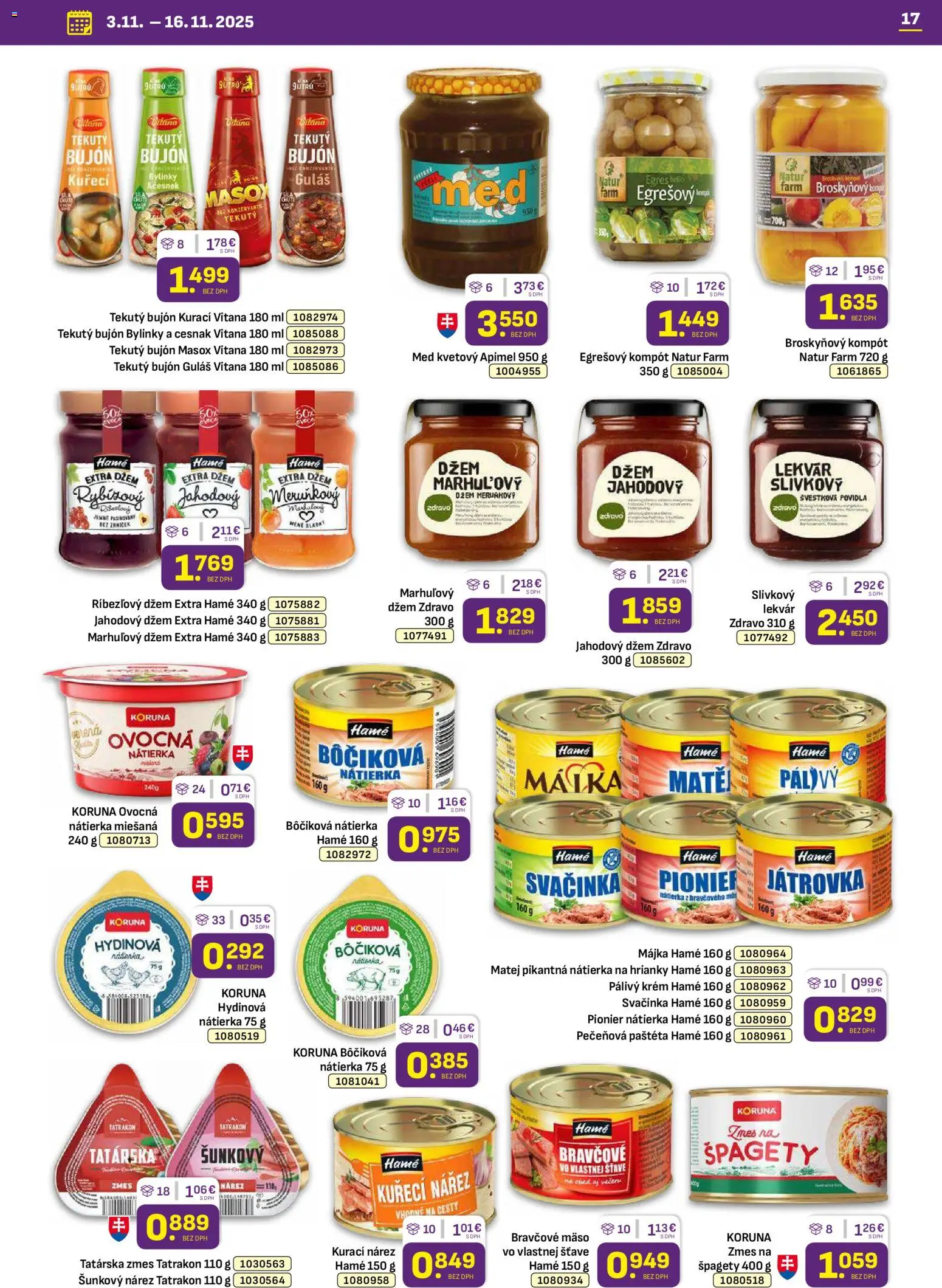 Nové Libex akcie – leták je platný od 03.11.2025 | Strana: 17 | Produkty: Masox, Broskyňový kompót, Cesnak, Krém