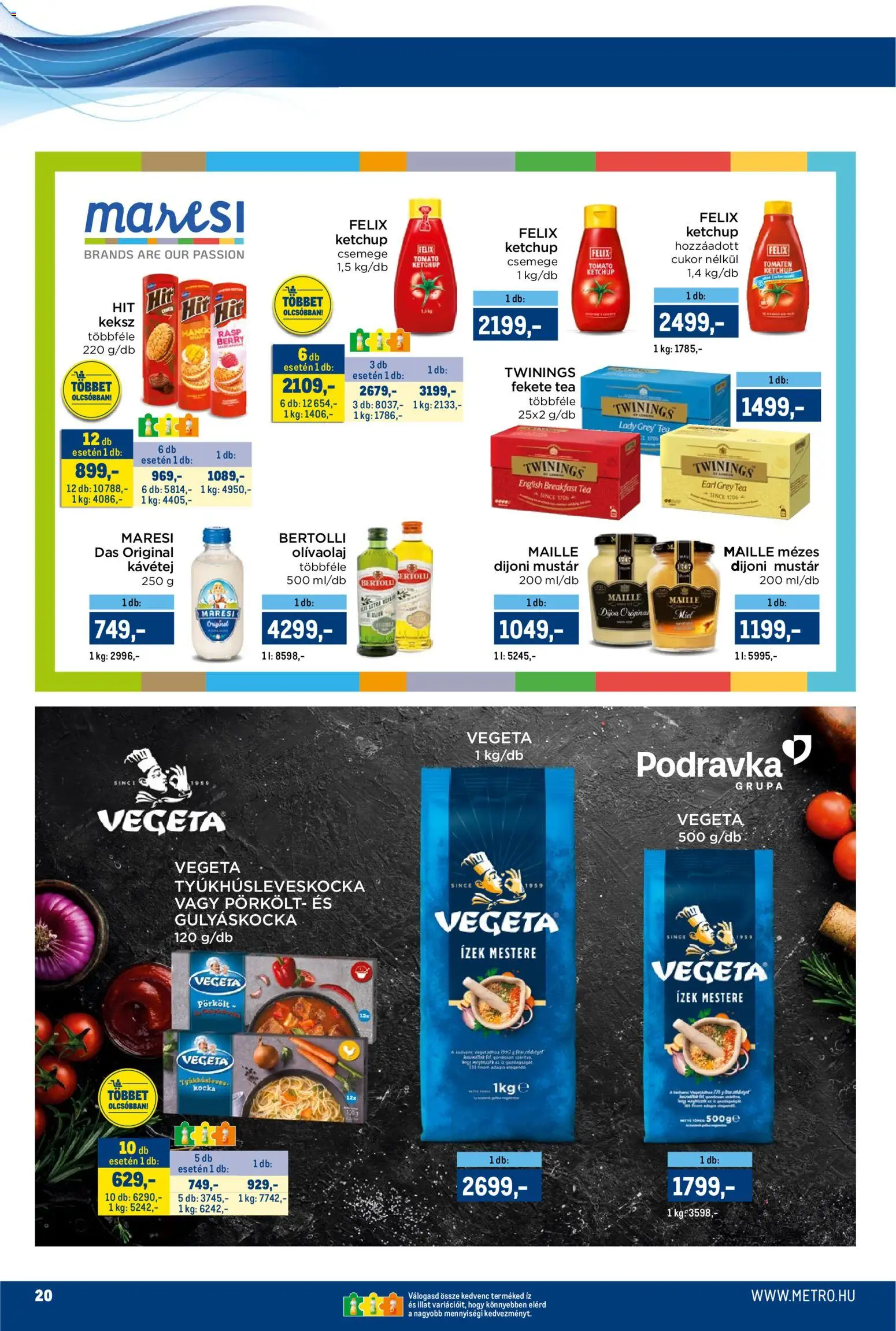 Metro akciós ujság - amely érvényes a következő dátumtól: 01.12.2025 | Oldal: 20 | Termékek: Vegeta, Ketchup, Keksz, Cukor