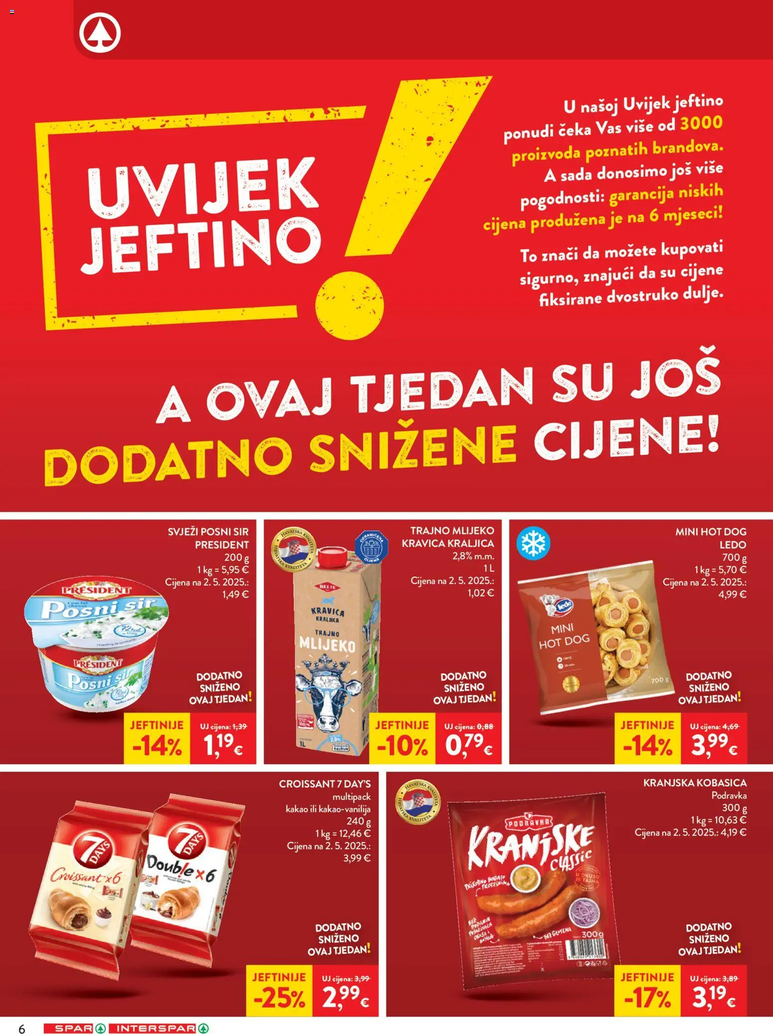 Spar katalog | vrijedi od 15.04.2026 | Stranica: 6 | Proizvodi: Ledo, Trajno mlijeko, Kobasica, Kakao