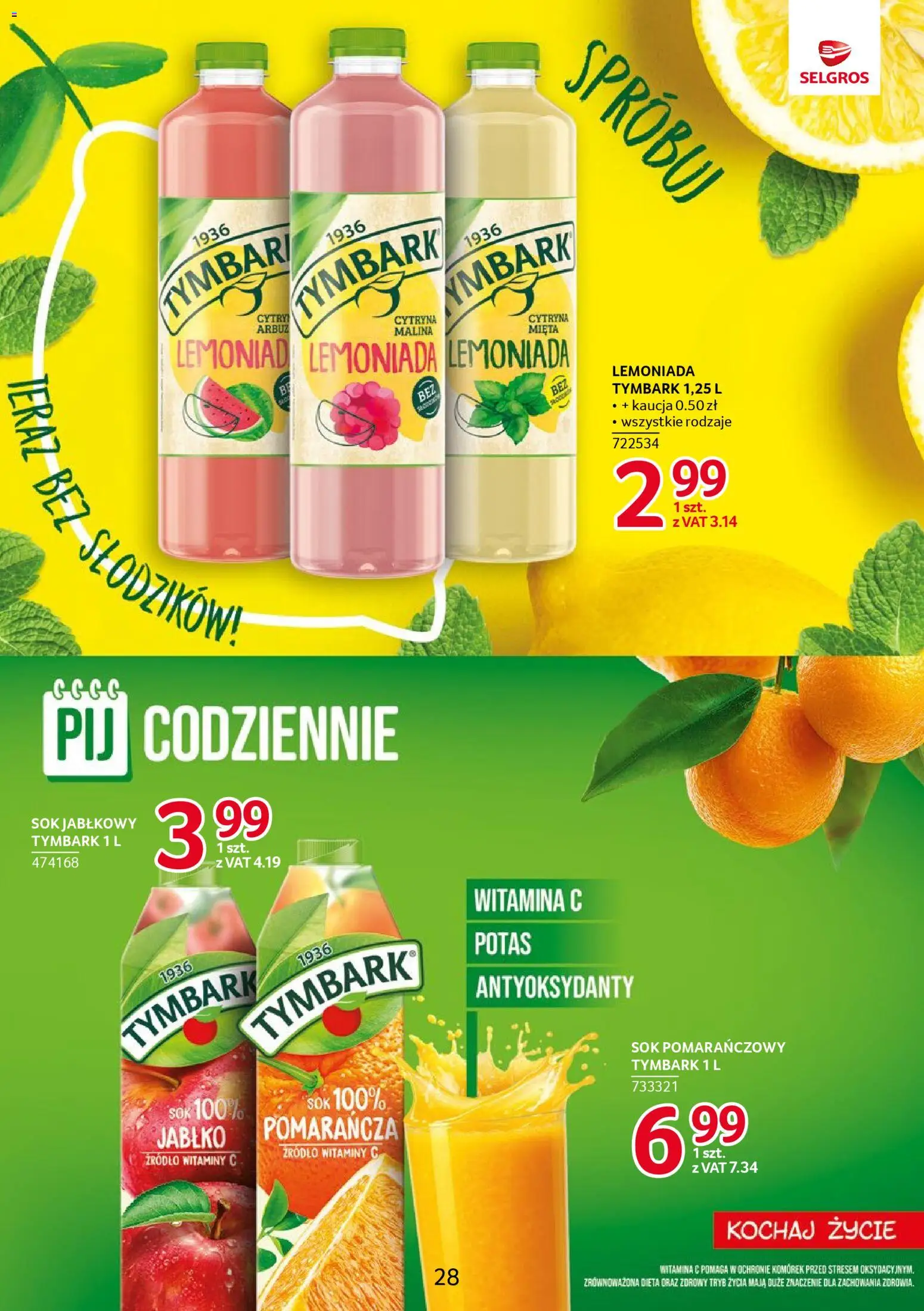 Selgros cash&carry gazetka - Markowe produkty od 26.03.2026 | Strona: 28 | Produkty: Arbuz, Sok pomarańczowy, Sok jabłkowy, Mięta
