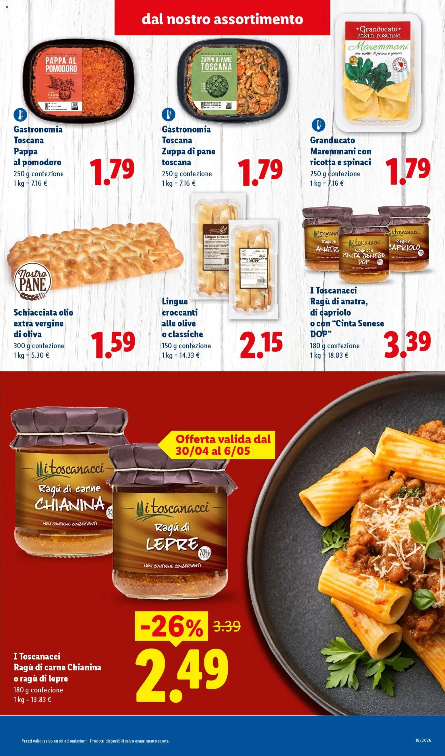 Volantino Lidl del 30.04.2026 | Pagina: 3 | Prodotti: Pomodoro, Pasta, Ragú, Ricotta
