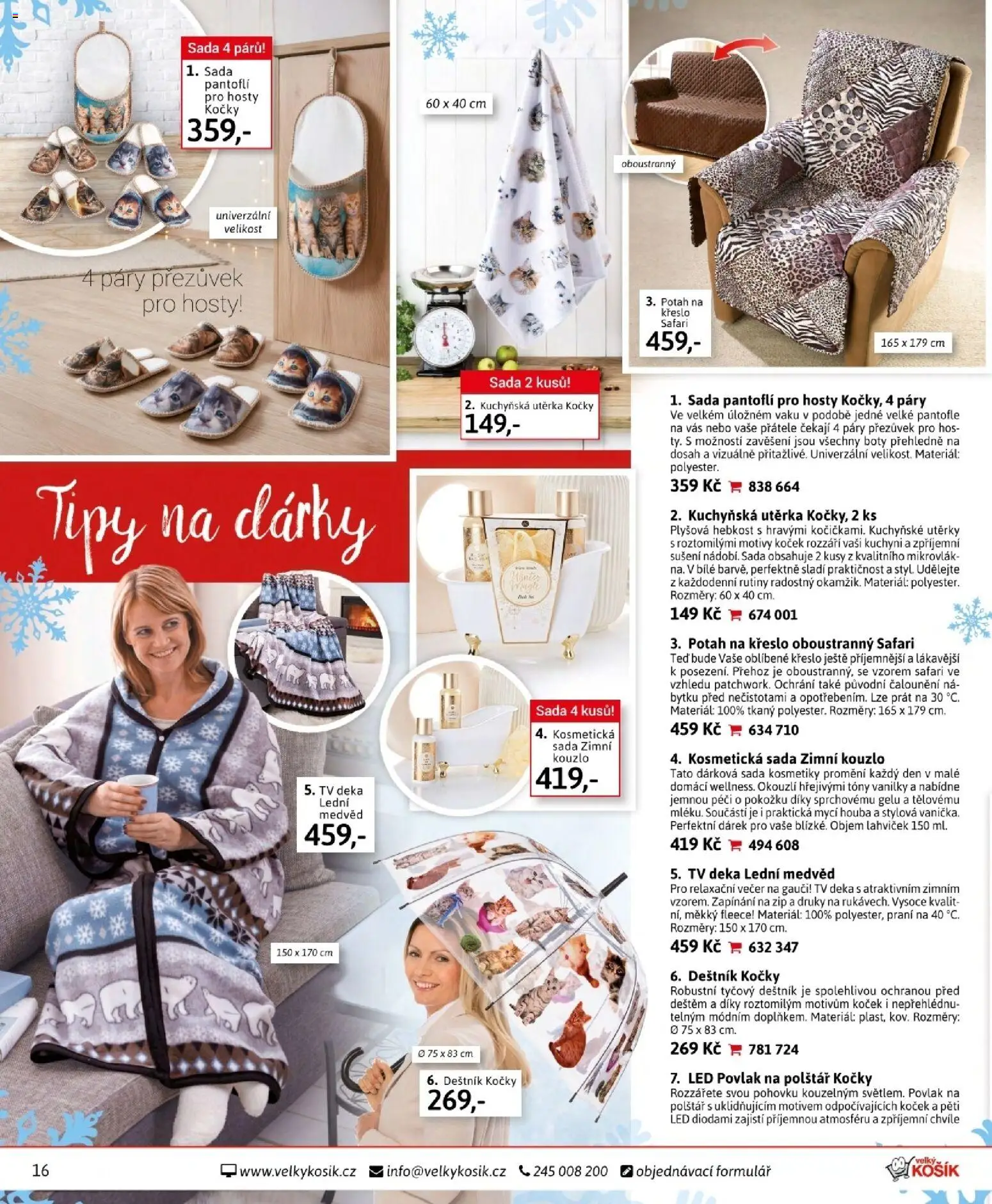 Velký Košík katalog prosinec 2025 od 01.12.2025 | Strana: 16 | Produkty: Kuchyňské utěrky, Pantofle, Povlak na polštář, Polštář
