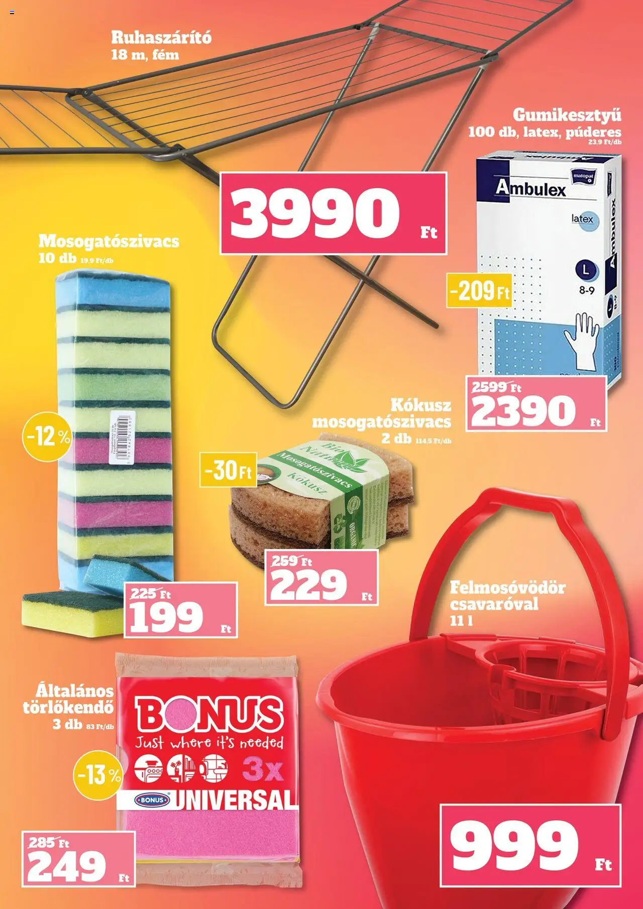 Family Diszkont akciós ujság - amely érvényes a következő dátumtól: 18.09.2025 | Oldal: 24 | Termékek: Törlőkendő, Kokusz, Gumikesztyű, Ruhaszárító