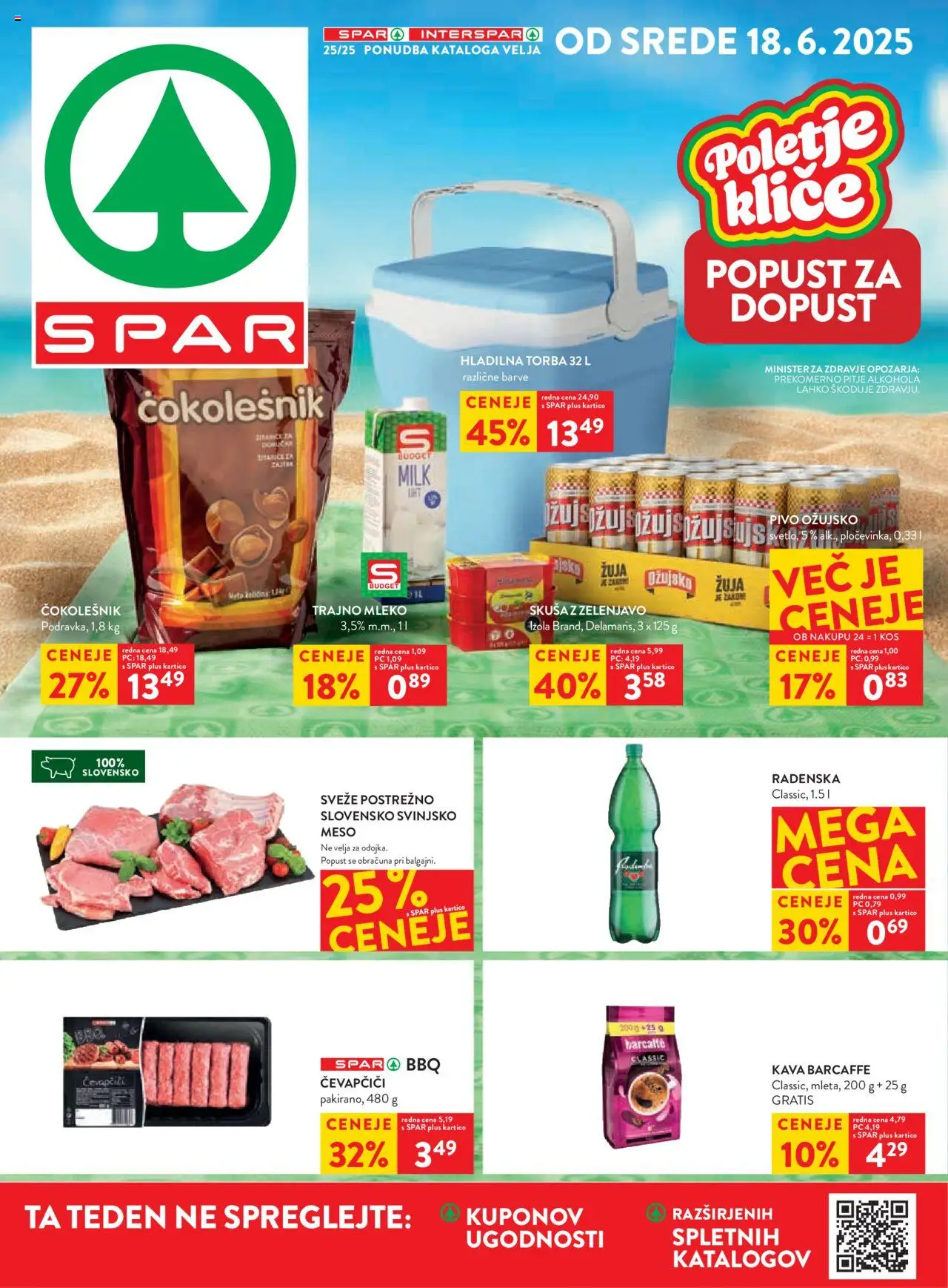 Spar katalog 25/25 │ velja od 18.06.2025 | Stran: 1 | Izdelki: Hladilna torba, Kos, Mleko, Pivo