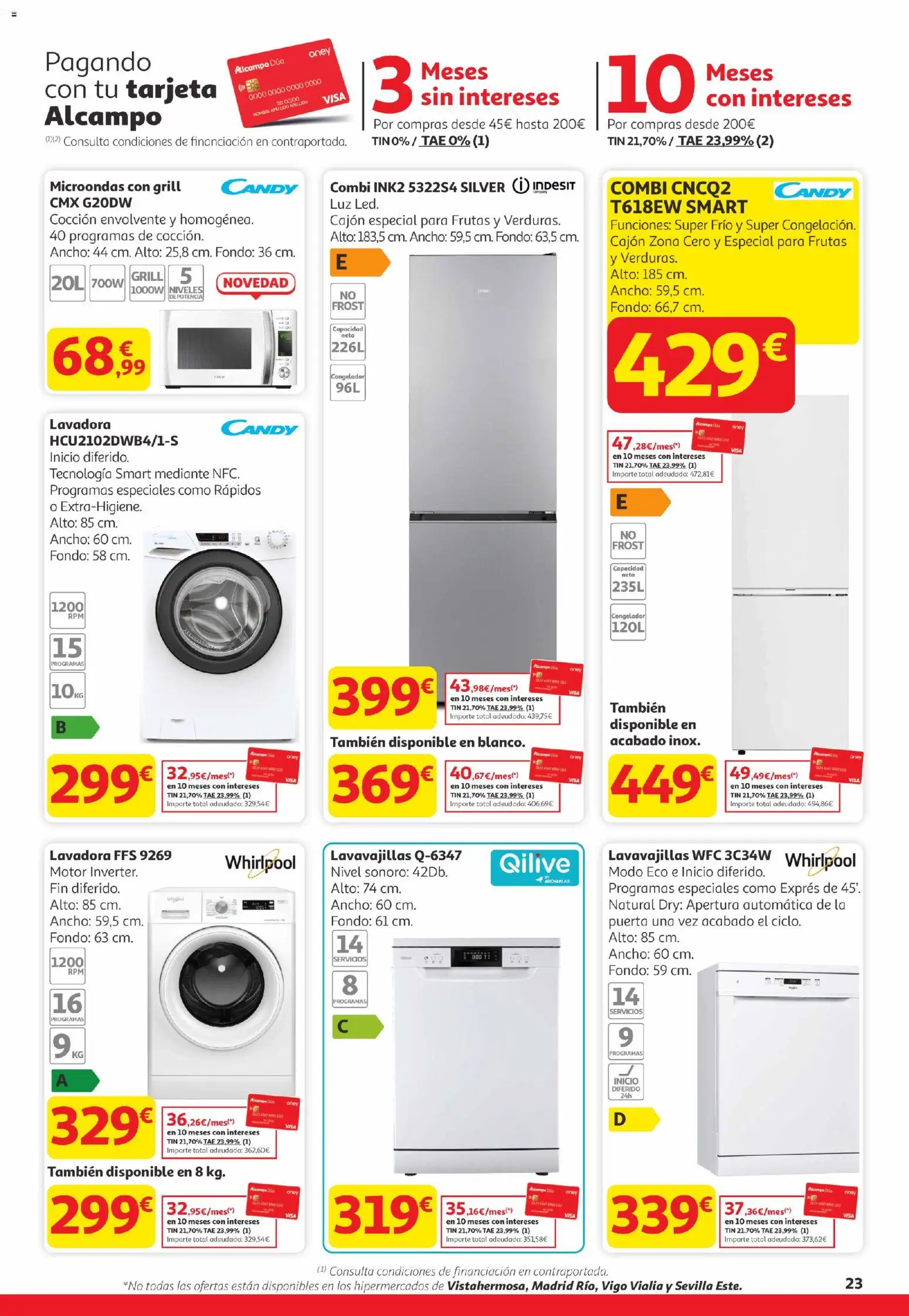 Alcampo - Canarias │ válido desde el 29.12.2025 | Página: 23 | Productos: Congelador, Lavadora, Lavavajillas, Combi