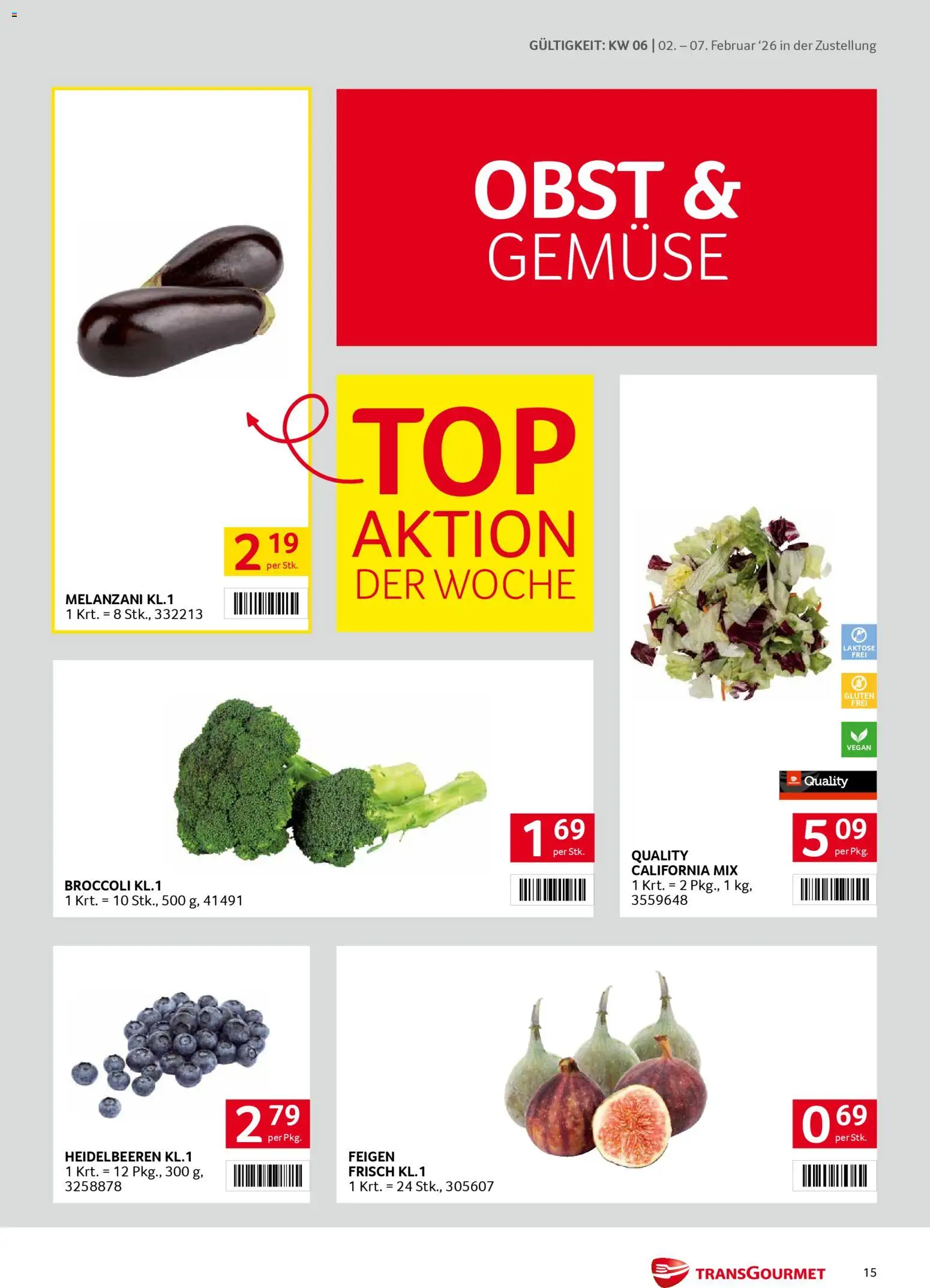 Transgourmet Zustellaktion gültig ab 02.02.2026 | Seite: 15 | Produkte: Gemüse, Obst