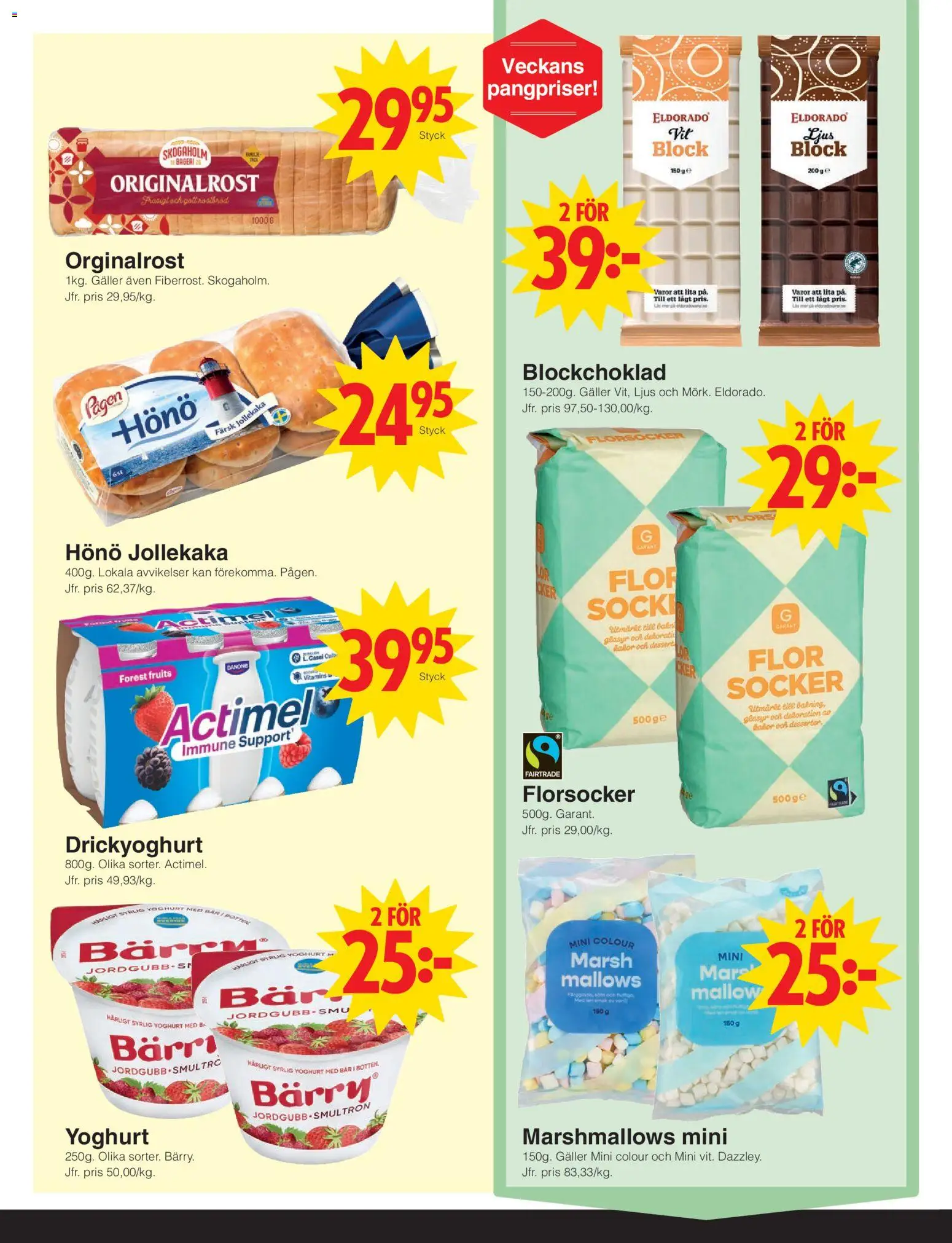 Matöppet reklamblad aktuell från 24.11.2025 | Sida: 2 | Produkter: Galler, Räkor, Yoghurt, Ljus