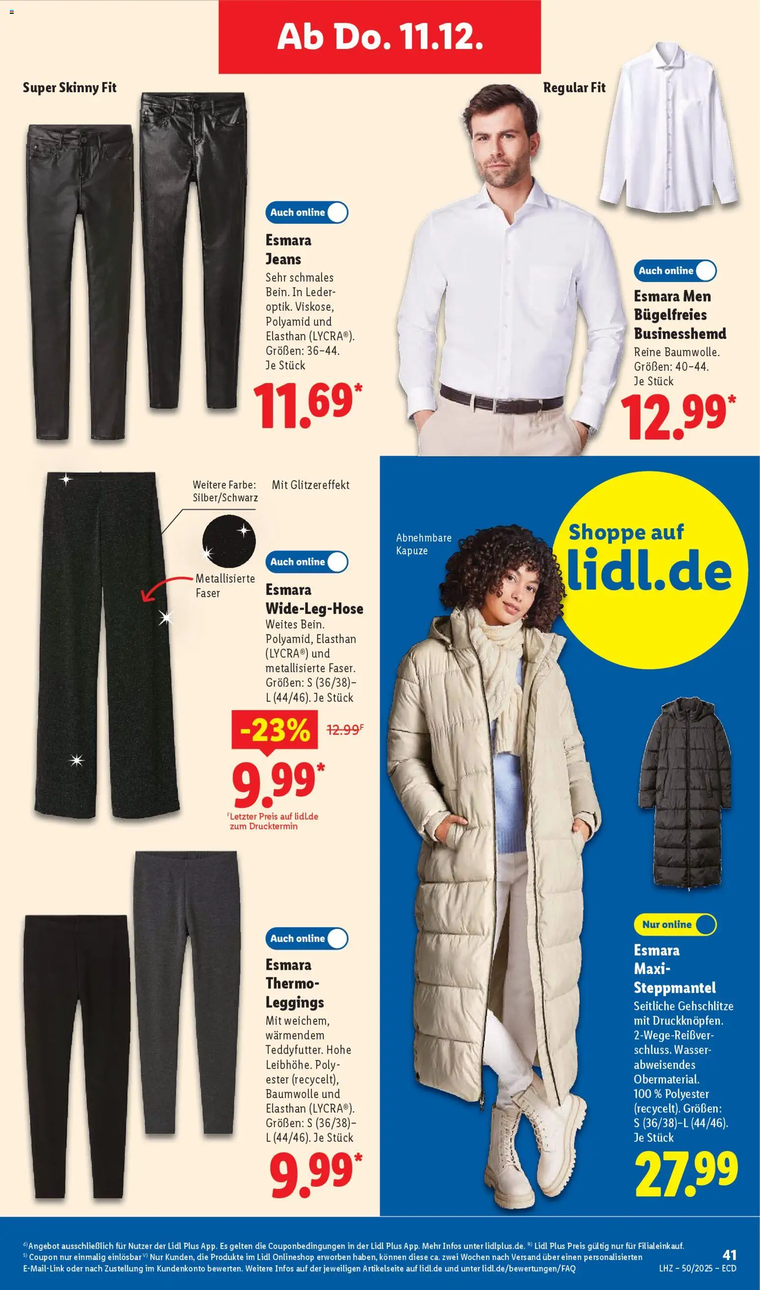 Lidl - Prospekt – gültig ab 08.12.2025 | Seite: 55 | Produkte: Steppmantel, Wasser, Leggings, Jeans