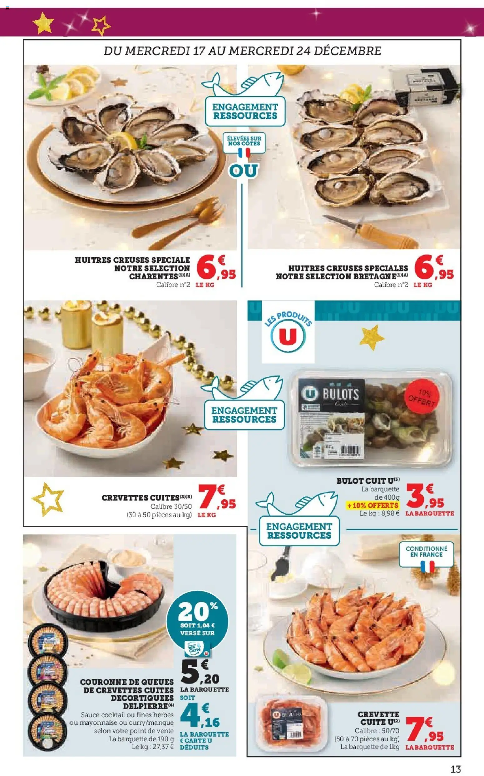 {H1} | Page: 13 | Produits: Huitres creuses, Crevette, Crevettes, Huîtres