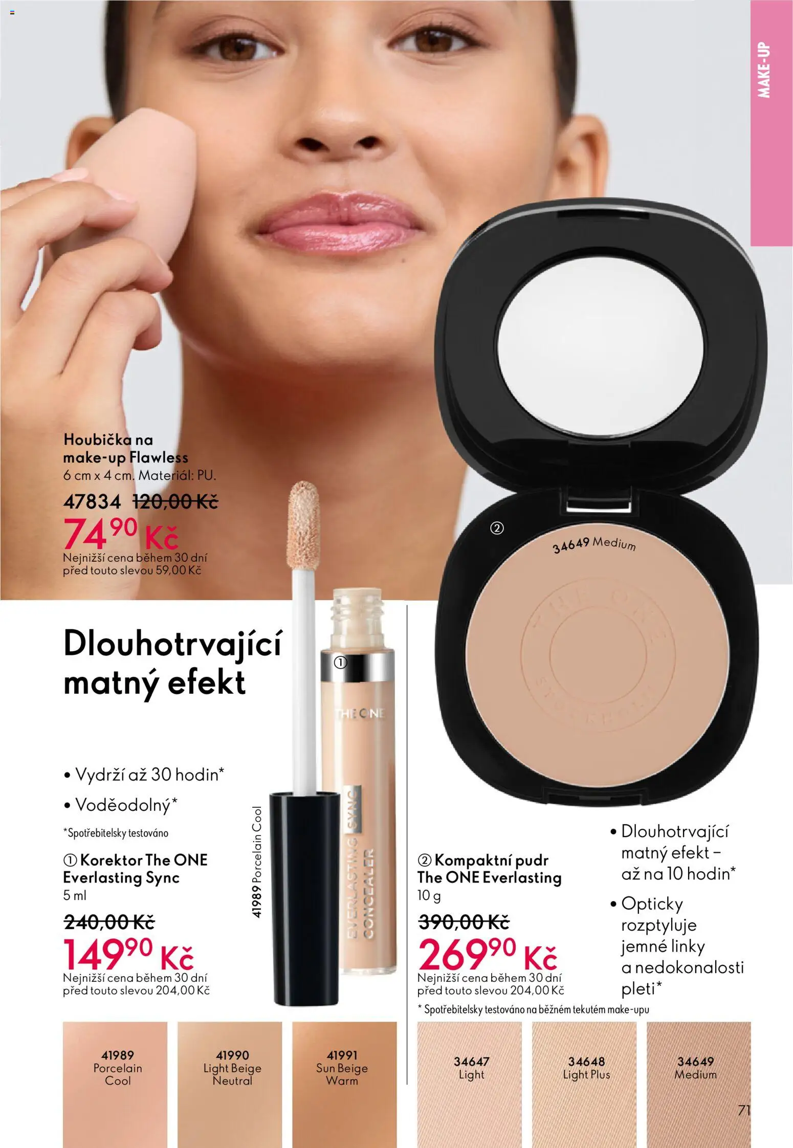 Oriflame katalog č.02/2026 od 21.01.2026 | Strana: 71 | Produkty: Houbička, Makeup, Korektor, Pudr