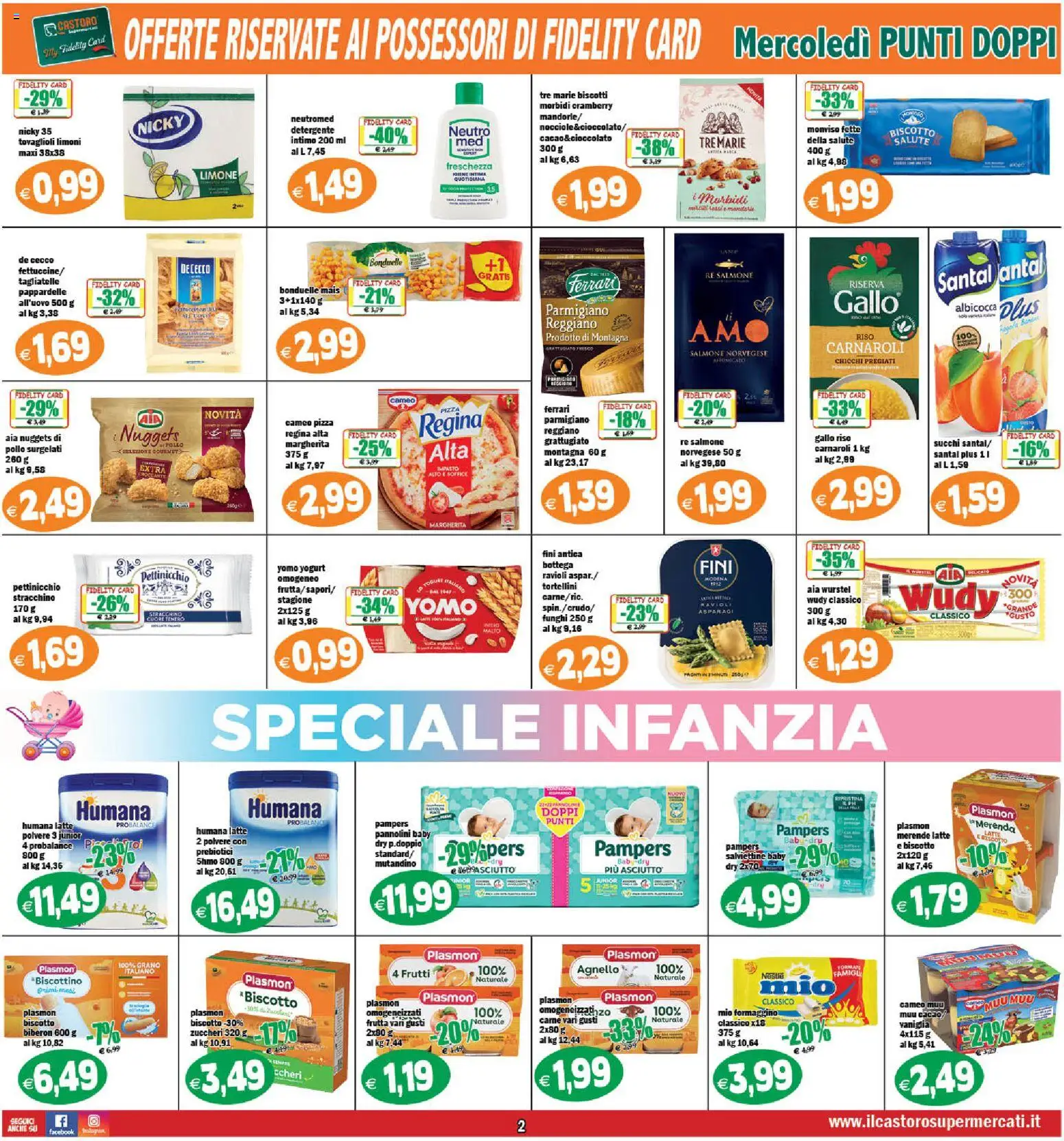 Volantino Il Castoro del 06.03.2026 | Pagina: 2 | Prodotti: Latte, Wurstel, Stracchino, Parmigiano