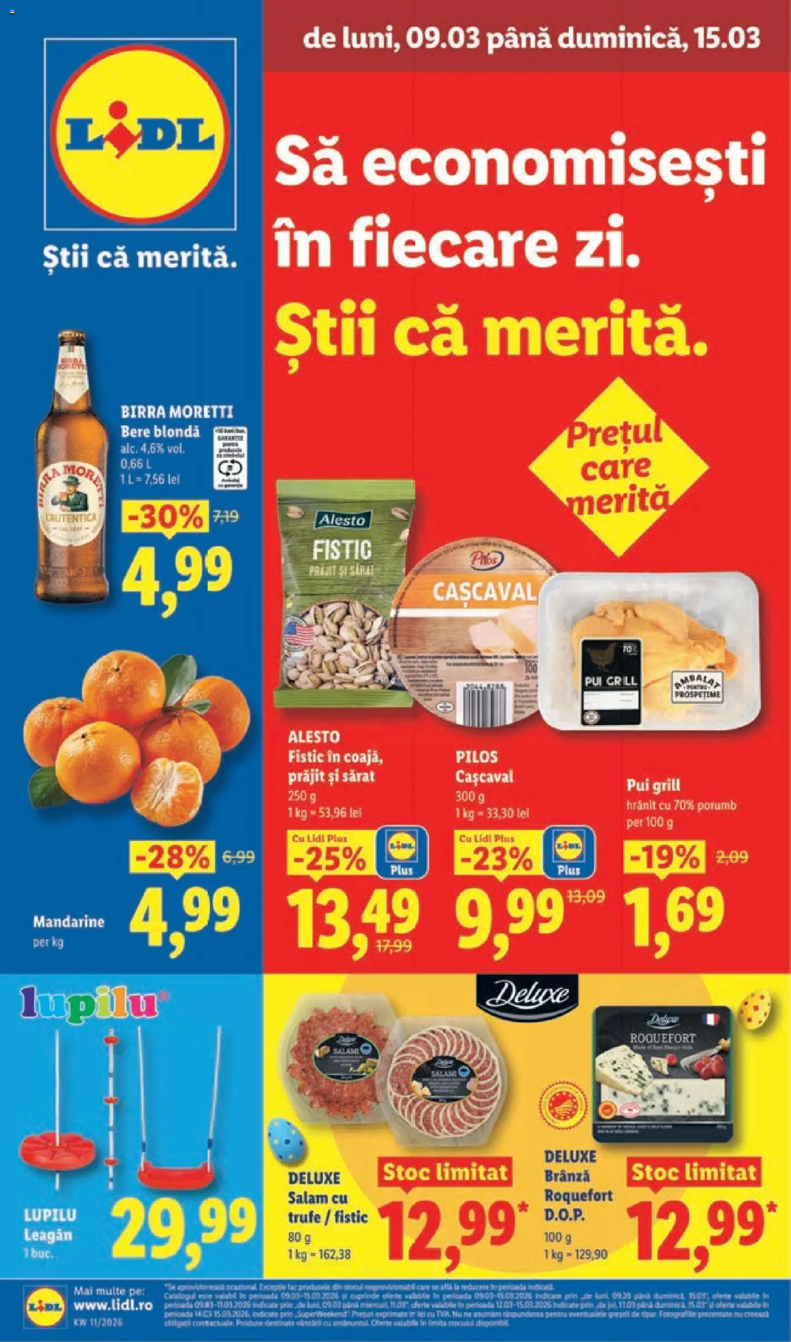 Noul catalog Lidl – valabil de la 09.03.2026 | Pagină: 1 | Produse: Grill, Salam, Fistic, Mandarine