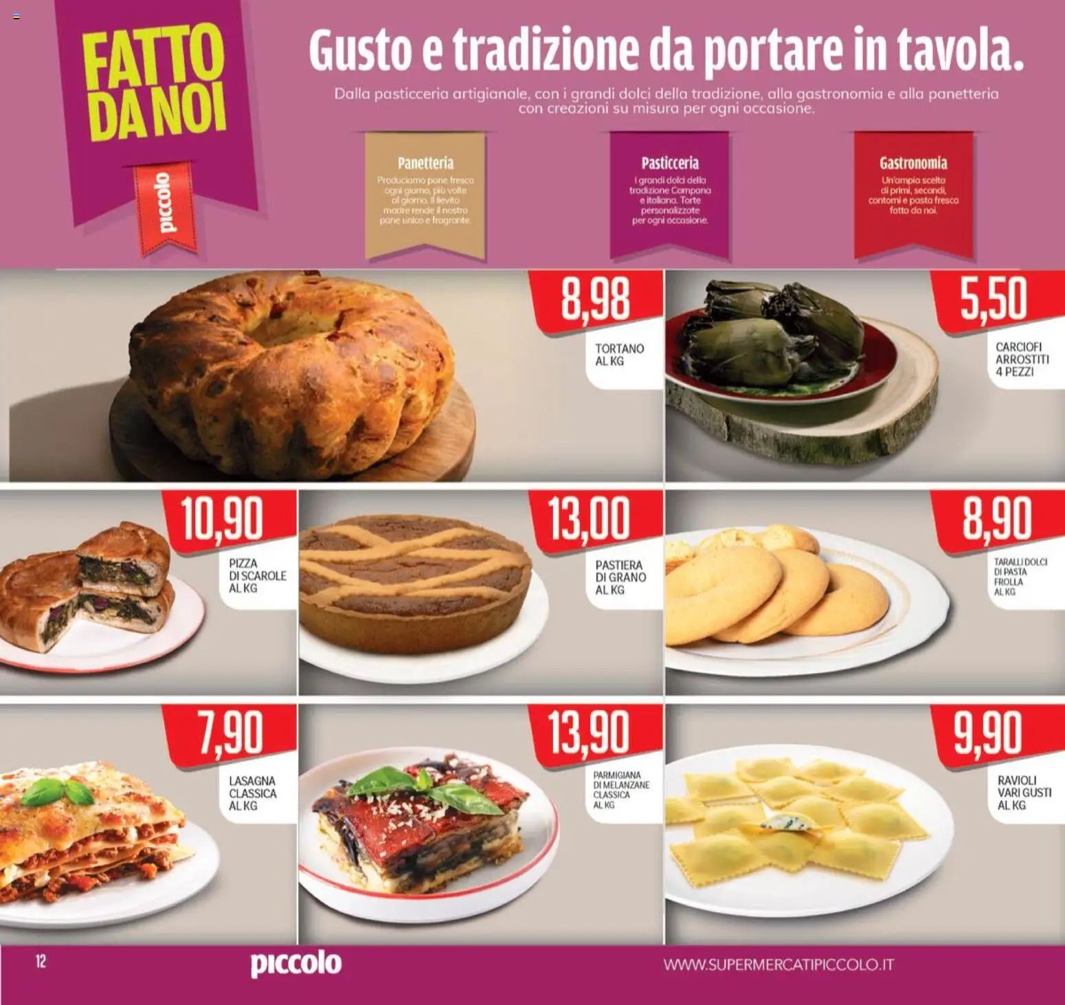 Volantino Piccolo del 26.03.2026 | Pagina: 12 | Prodotti: Pizza, Lasagna, Pasta, Carciofi
