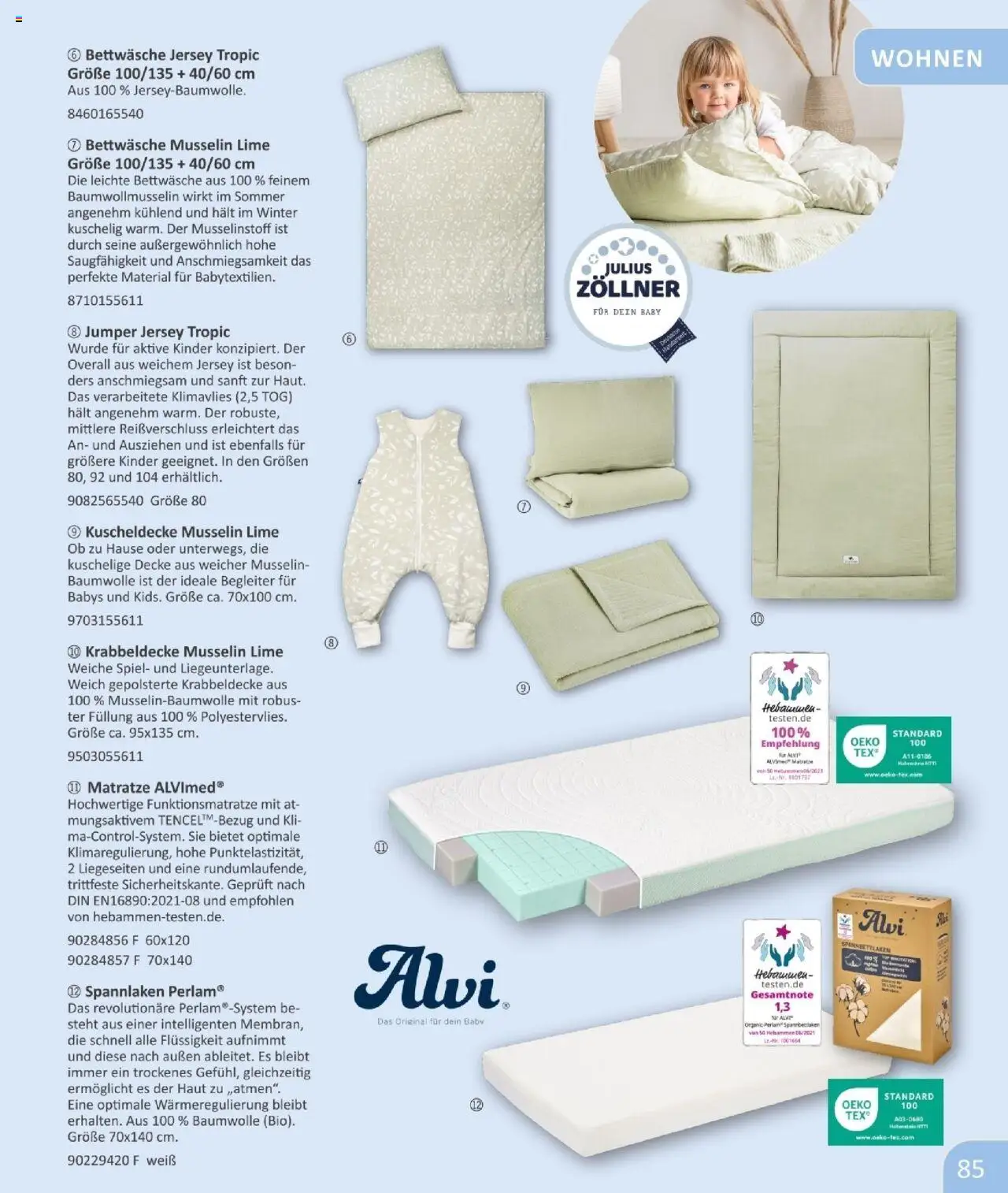 Vedes - Babykatalog - gültig ab dem 01.07.2025 | Seite: 85 | Produkte: Spiel, Matratze, Decke, Overall