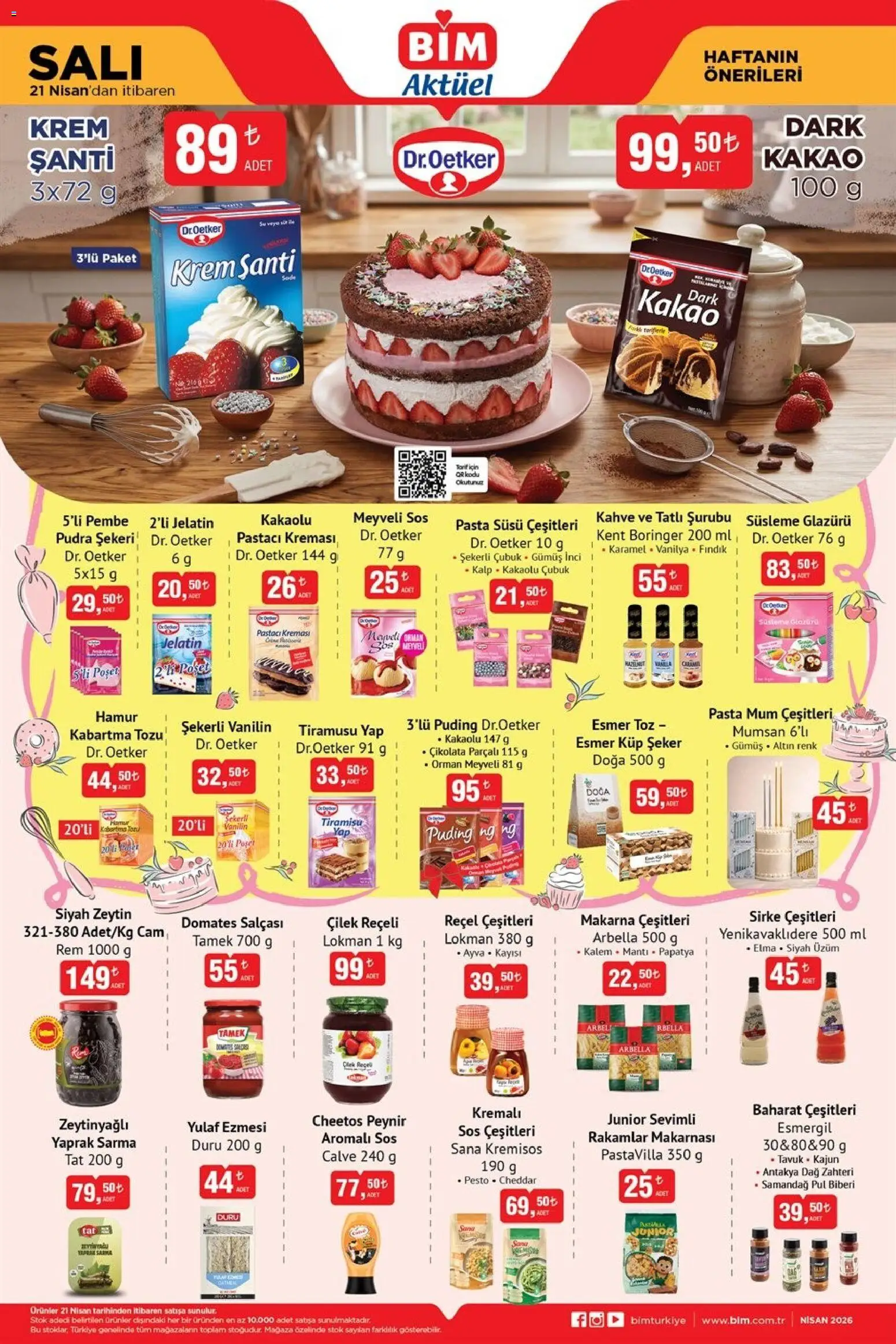 BİM Katalog - 21.04.2026 tarihinden itibaren geçerlidir | Sayfa: 3 | Ürünler: Peynir, Domates, Şeker, Sos