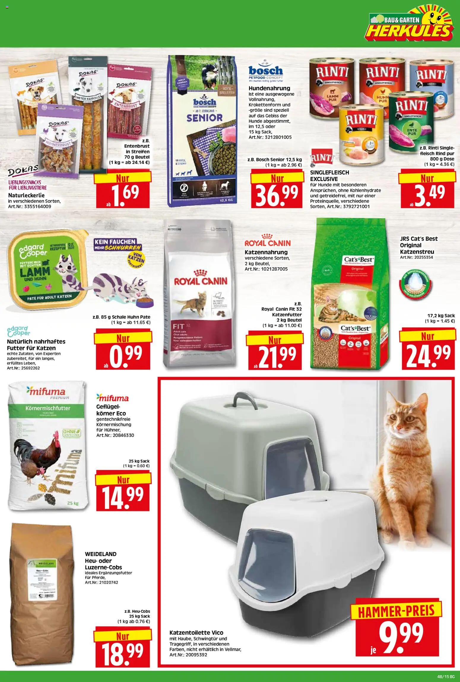 HERKULES - Bau & Garten – gültig ab 24.11.2025 | Seite: 15 | Produkte: Bosch, Katzenfutter, Fleisch, Ente