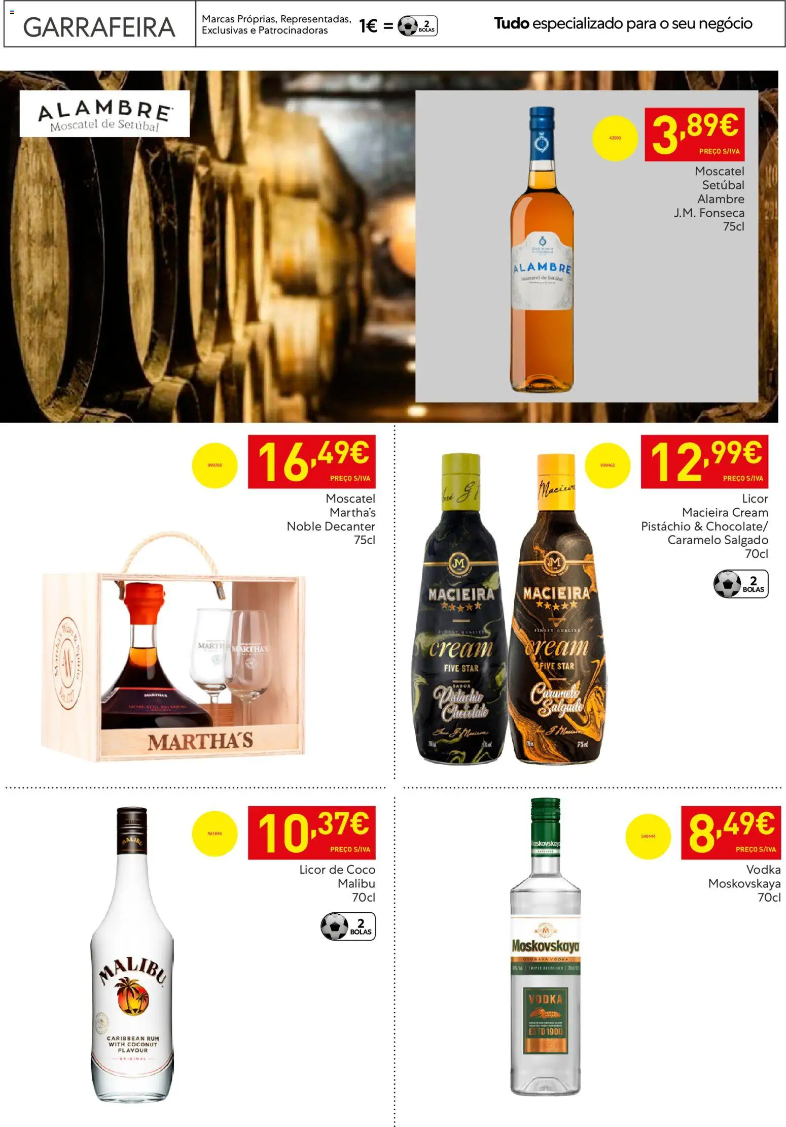 Recheio - Horeca Bons Negócios Madeira │ válido de 07.04.2026 | Página: 33 | Produtos: Rum, Licor, Macieira cream, Vodka