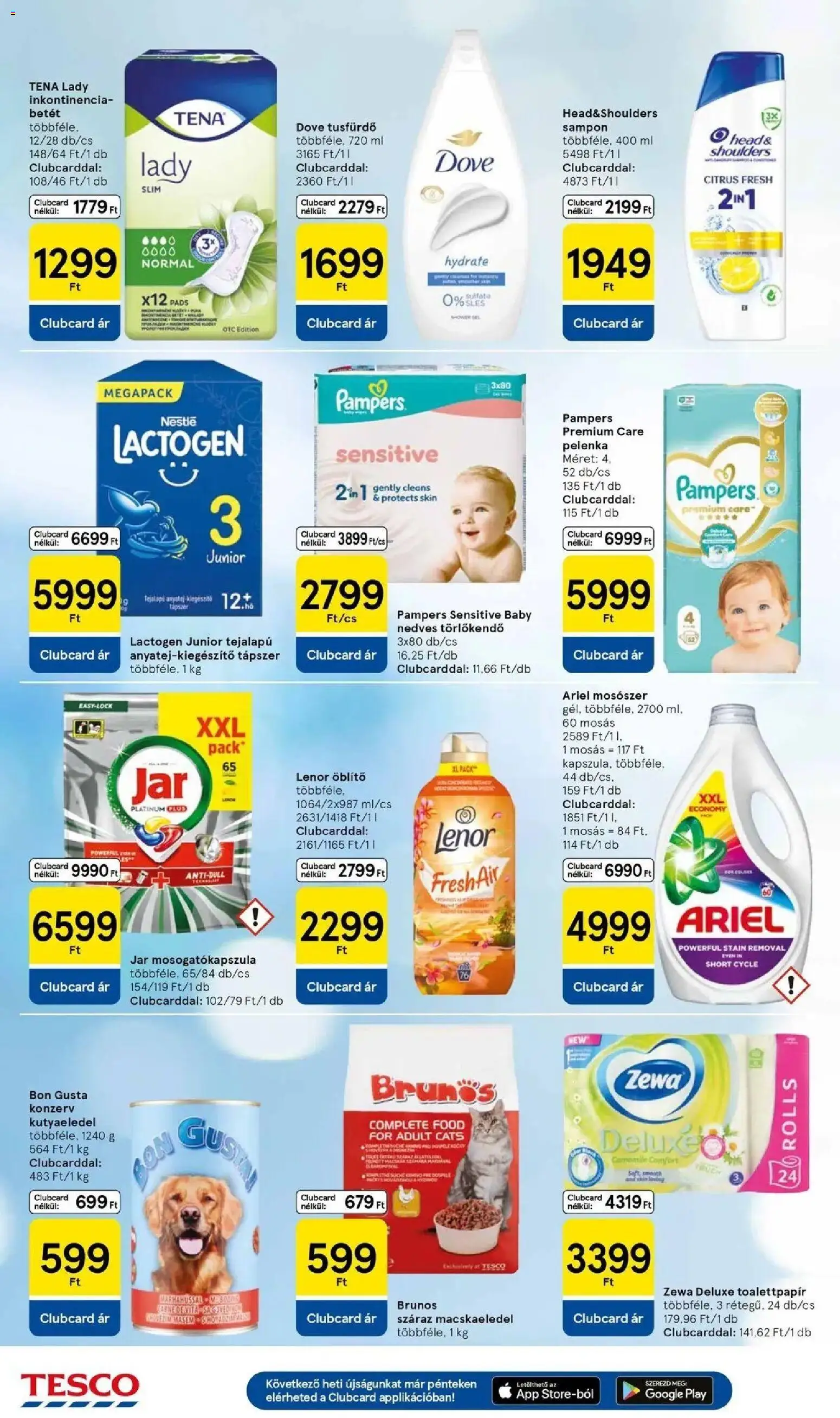 Tesco akciós ujság - amely érvényes a következő dátumtól: 23.04.2026 | Oldal: 6 | Termékek: Macskaeledel, Nedves törlőkendő, Tusfürdő, Mosószer
