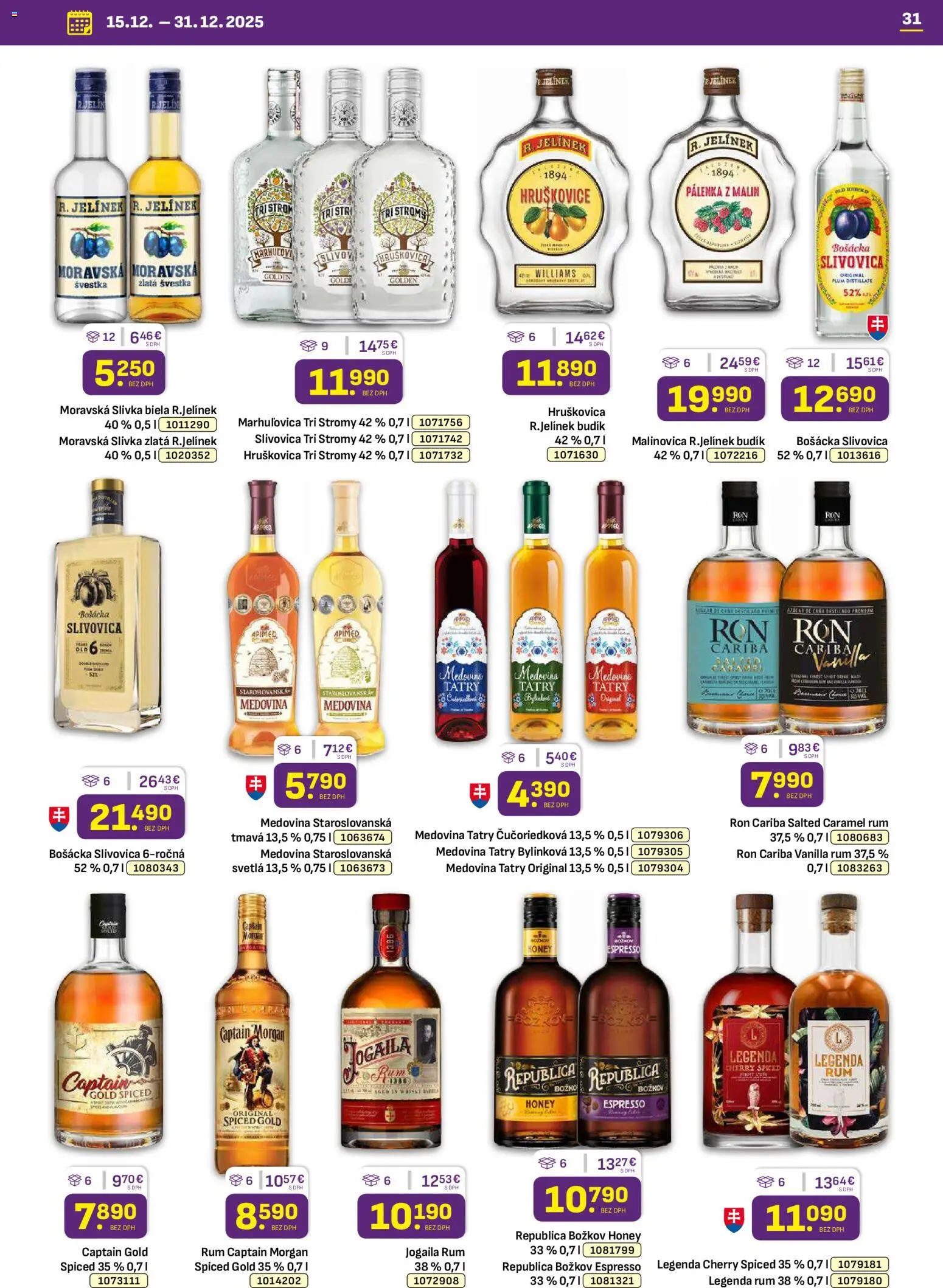 Nové Libex akcie – leták je platný od 15.12.2025 | Strana: 31 | Produkty: Božkov, Republica, Slivovica, Rum
