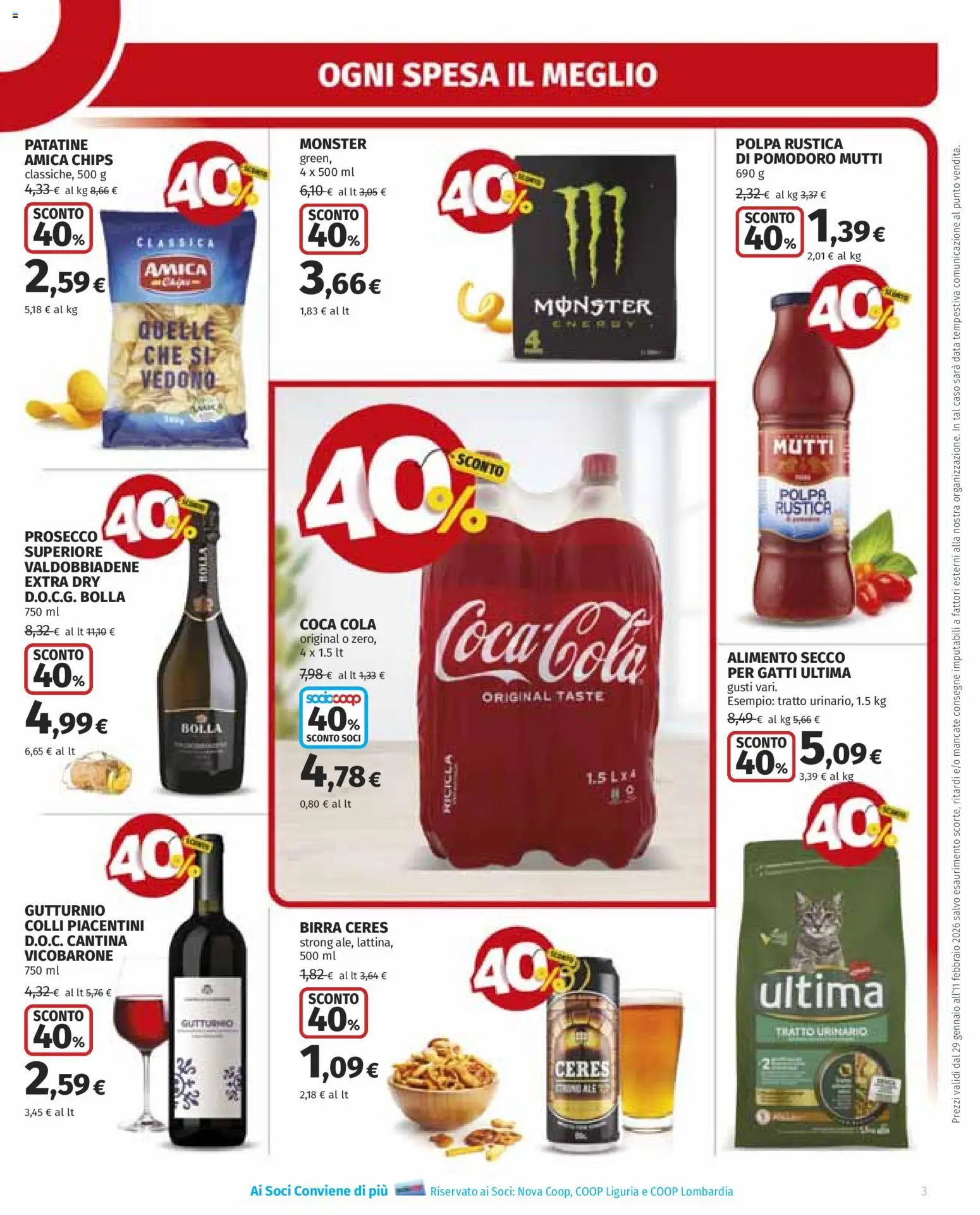 Volantino Ipercoop del 29.01.2026 | Pagina: 3 | Prodotti: Data, Ceres, Mutti, Coca Cola